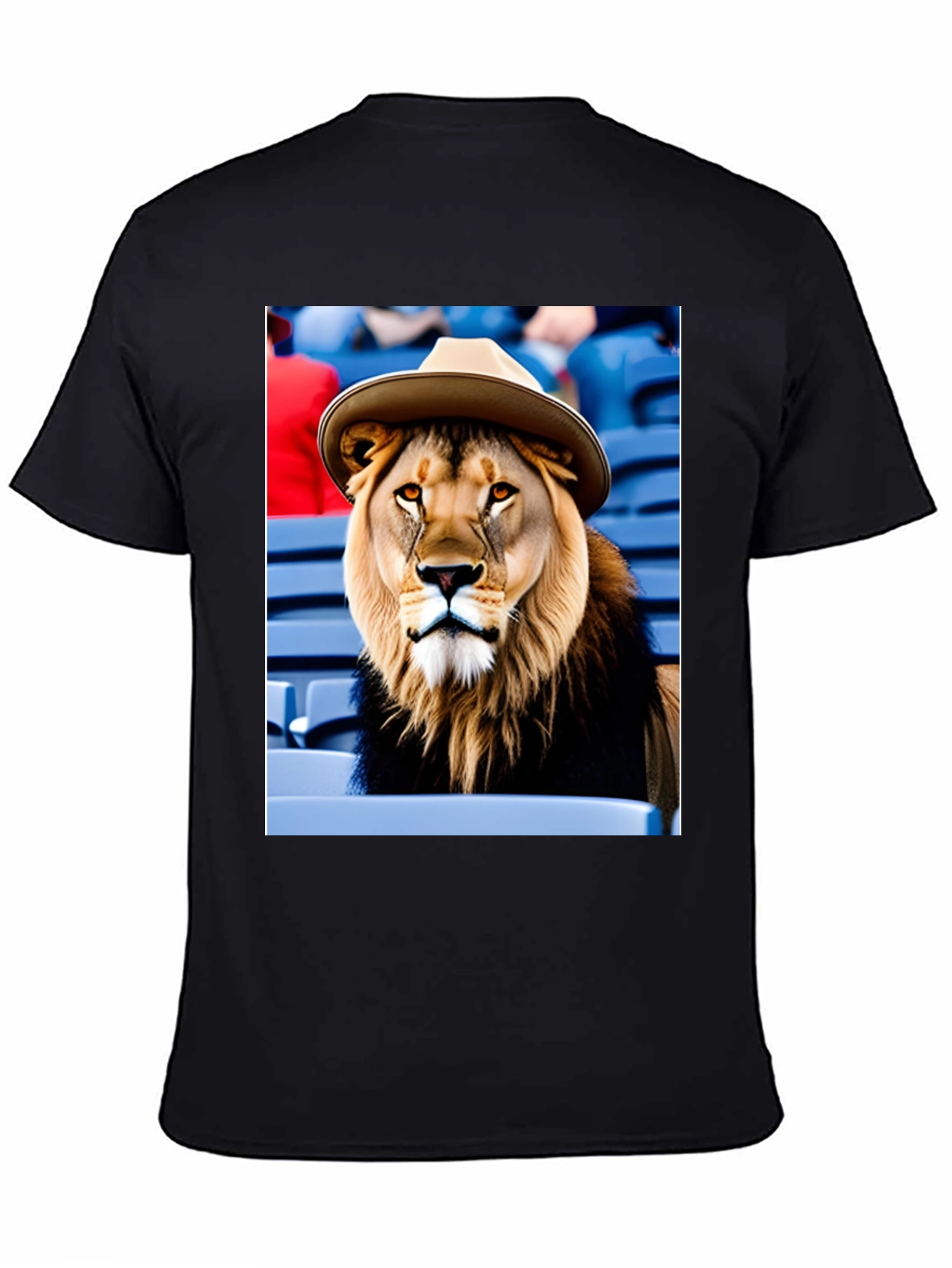 Lion in Hat Graphic Tee - Black Cotton Shirt