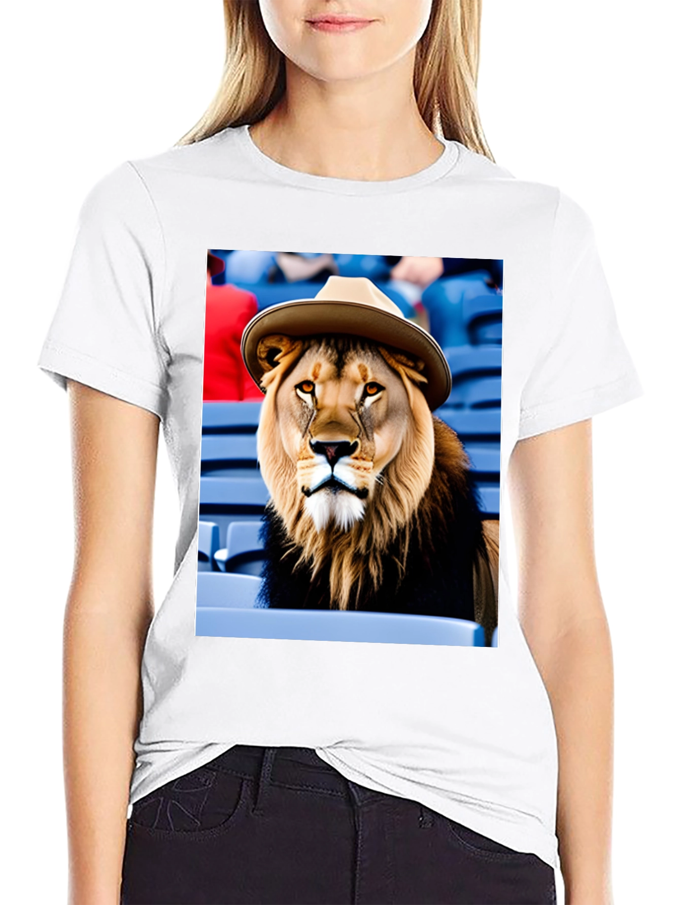 Lion in Hat Graphic Tee - Black Cotton Shirt