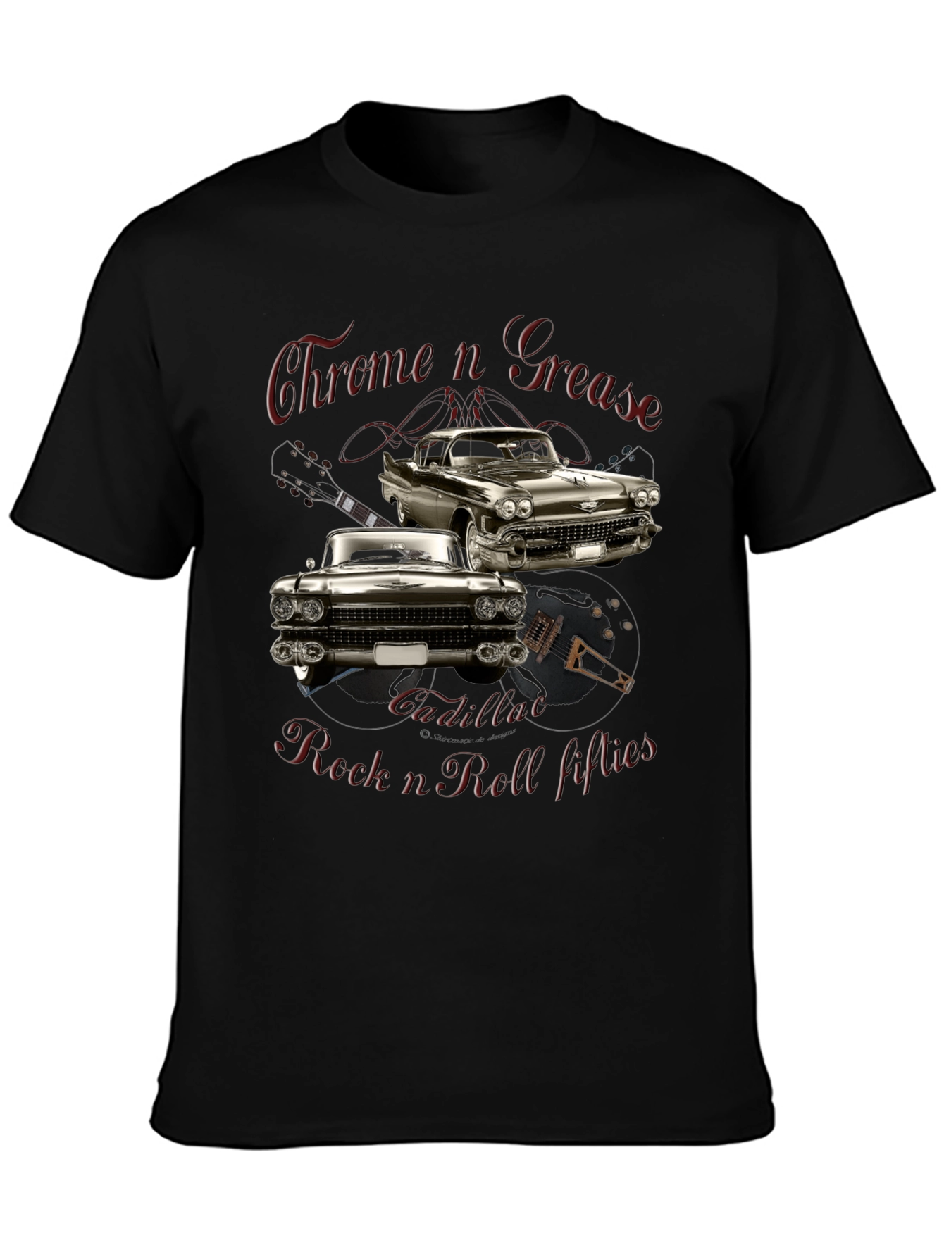 Chrome n Grease Rock n Roll Cadillac T-Shirt