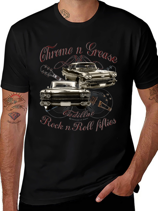 Chrome n Grease Rock n Roll Cadillac T-Shirt