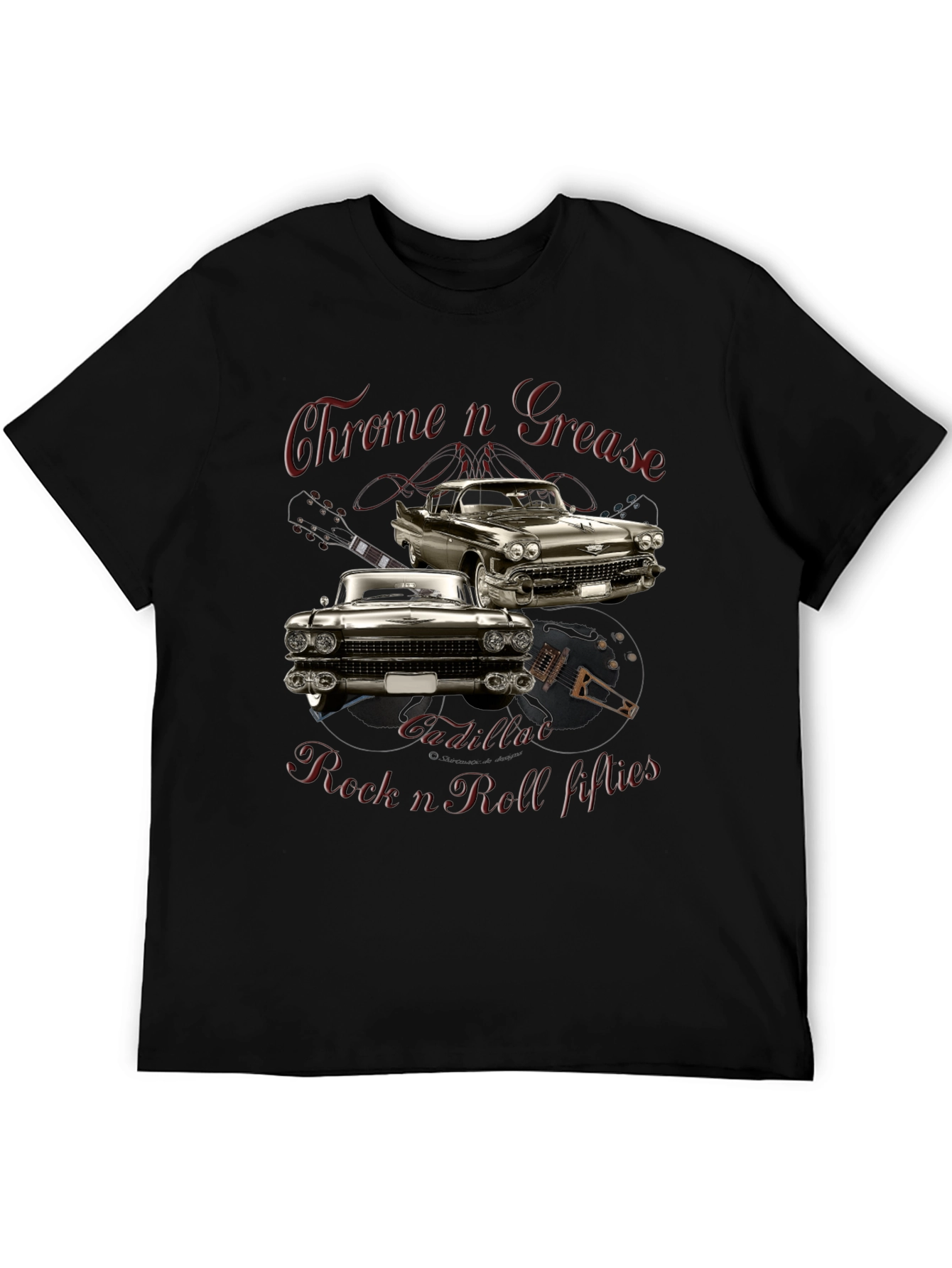 Chrome n Grease Rock n Roll Cadillac T-Shirt