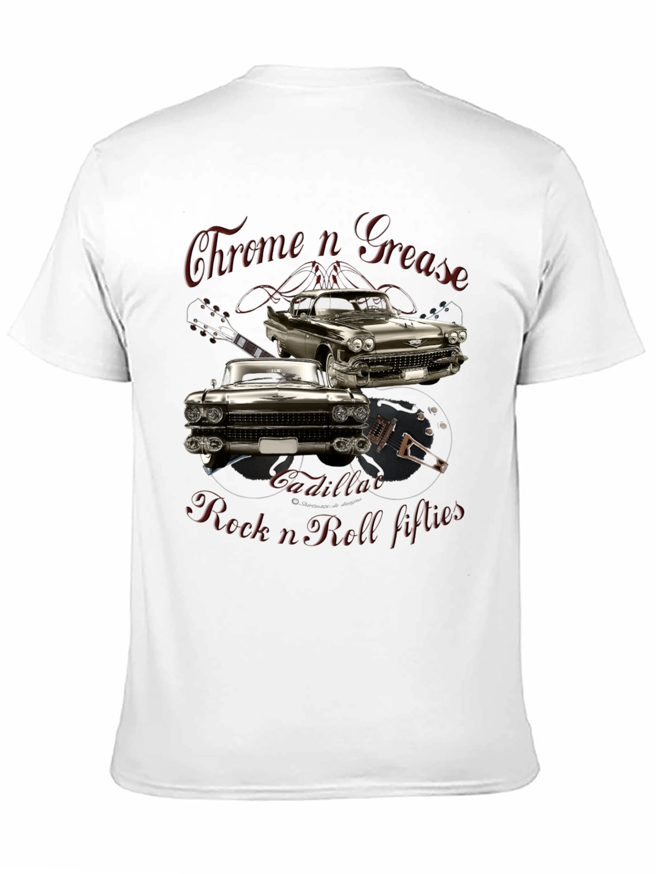 Chrome n Grease Rock n Roll Cadillac T-Shirt
