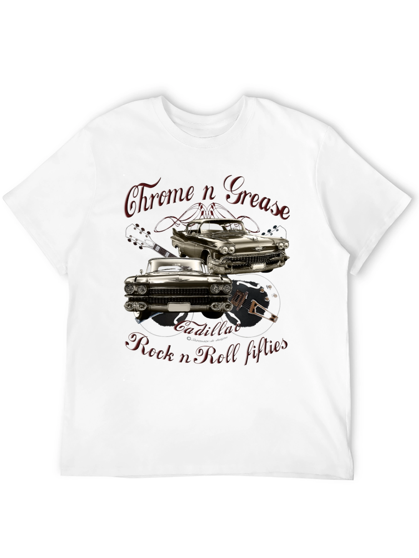 Chrome n Grease Rock n Roll Cadillac T-Shirt