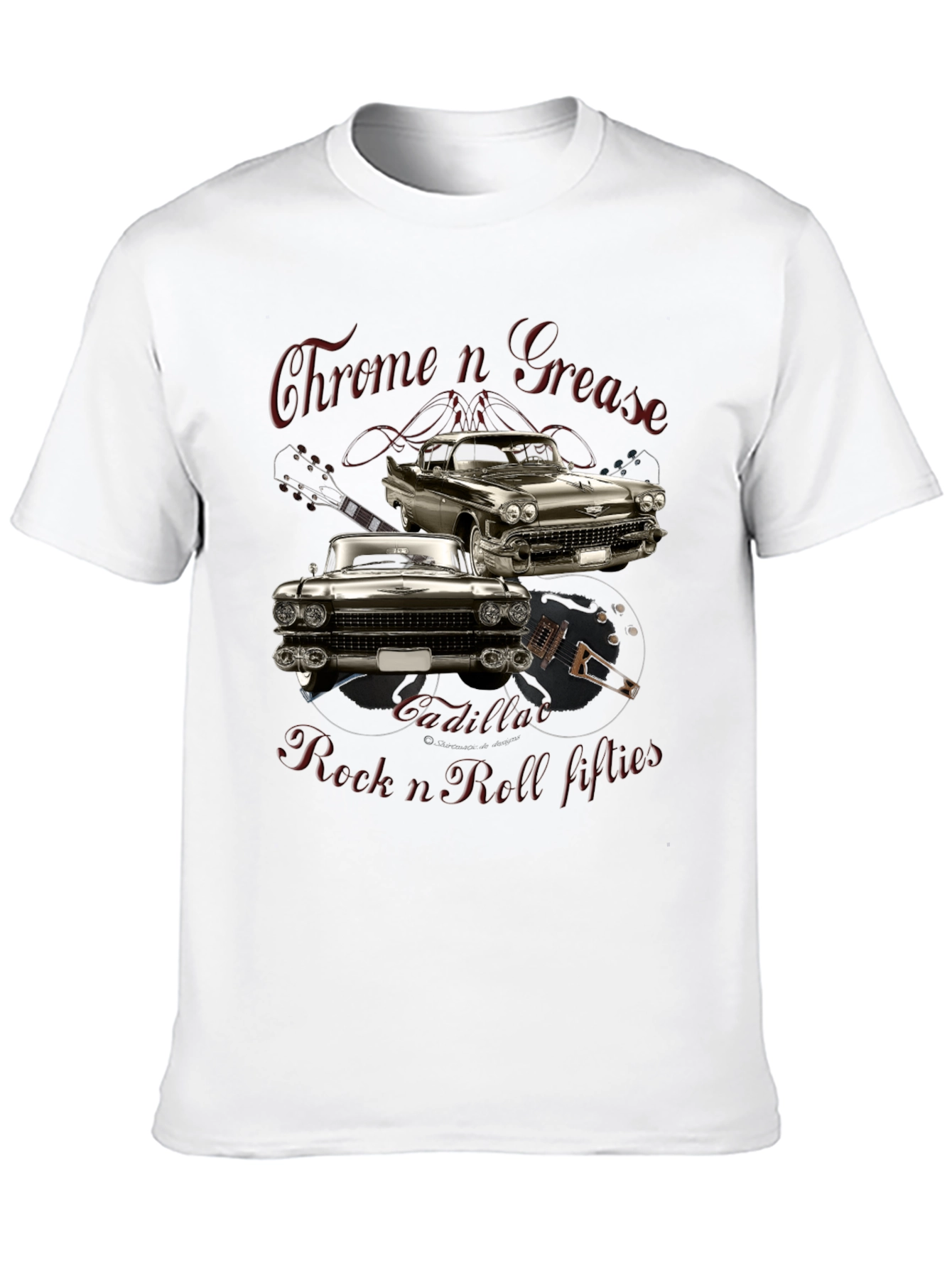 Chrome n Grease Rock n Roll Cadillac T-Shirt