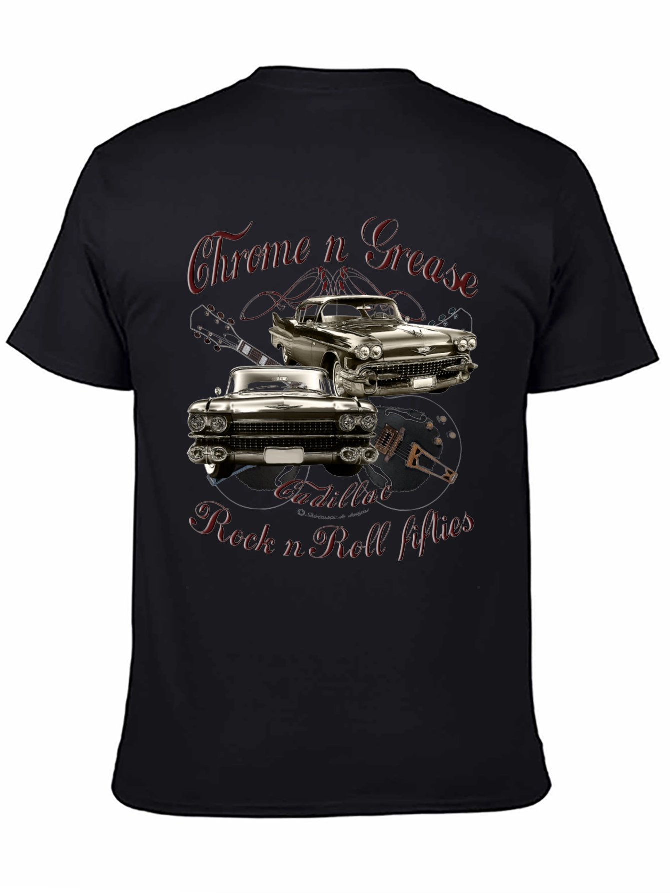 Chrome n Grease Rock n Roll Cadillac T-Shirt