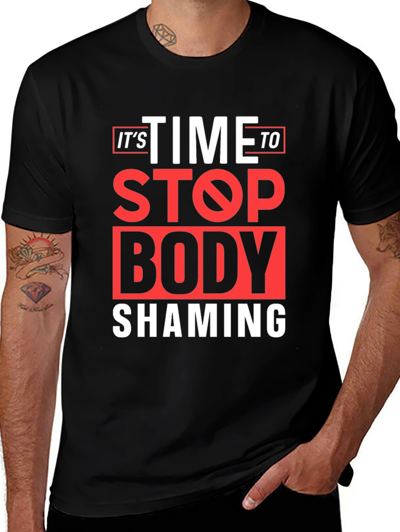 Stop Body Shaming Graphic Tee - Black