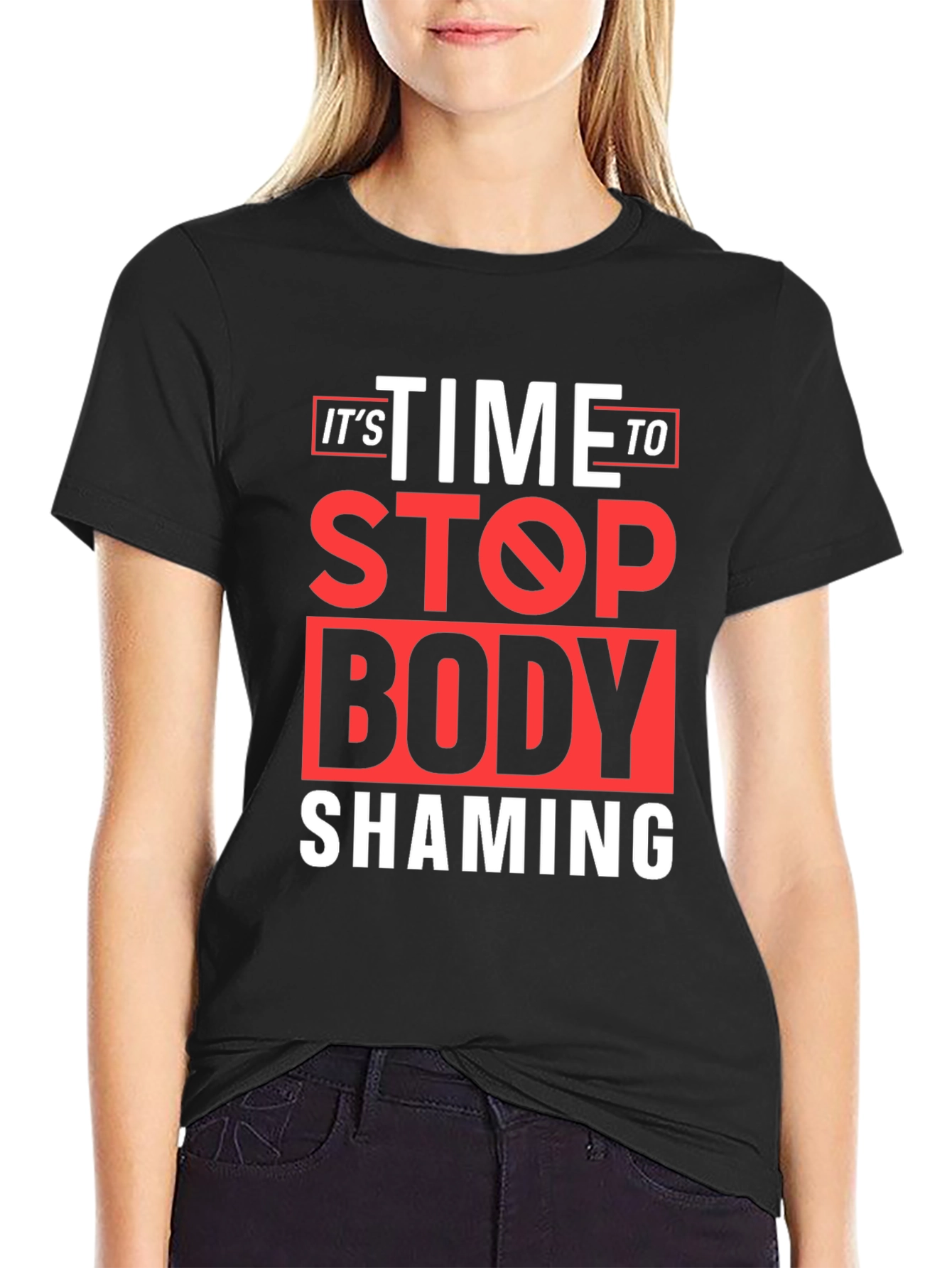 Stop Body Shaming Graphic Tee - Black