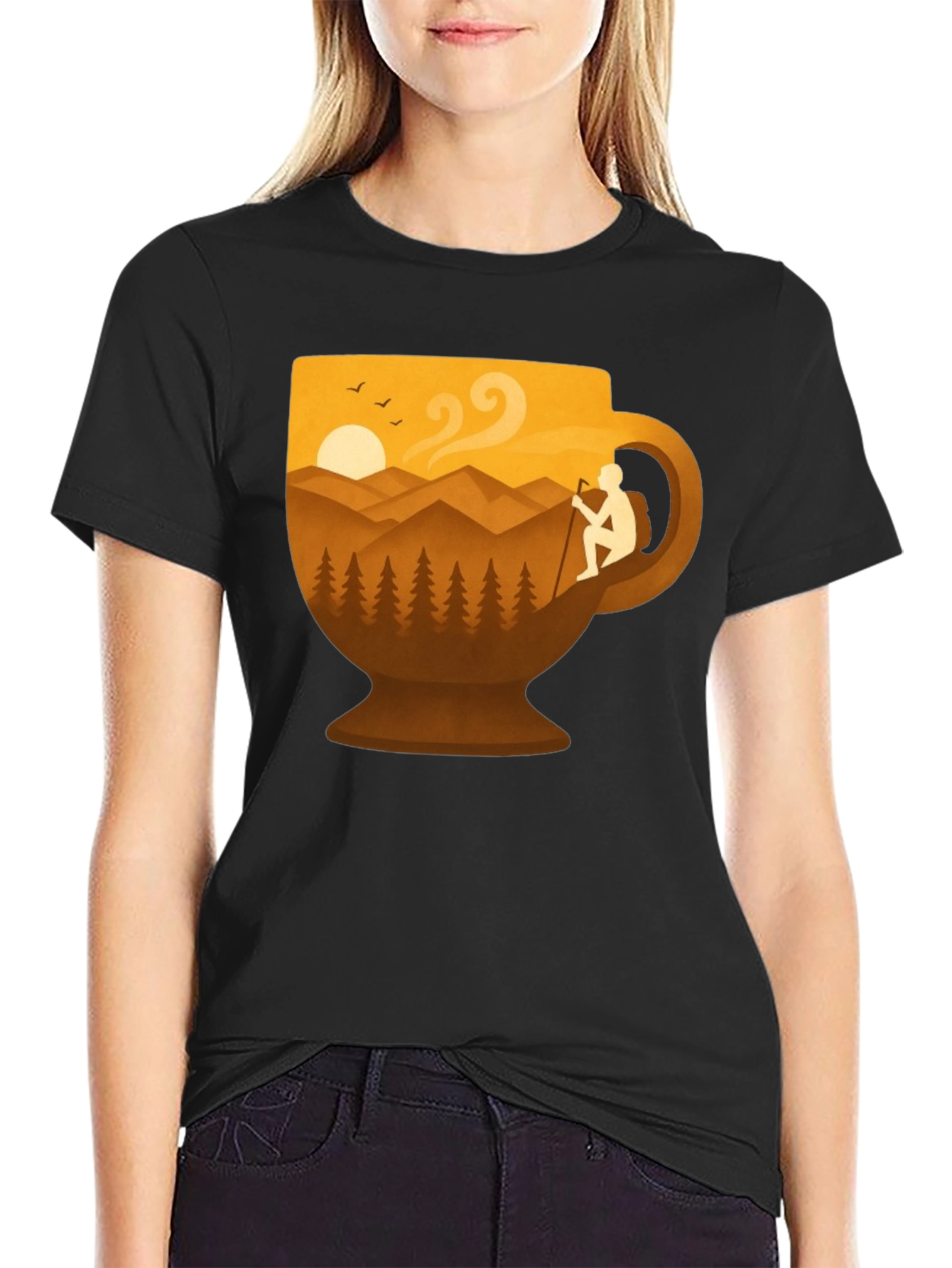 Mountain Hike Coffee Cup Graphic Tee
