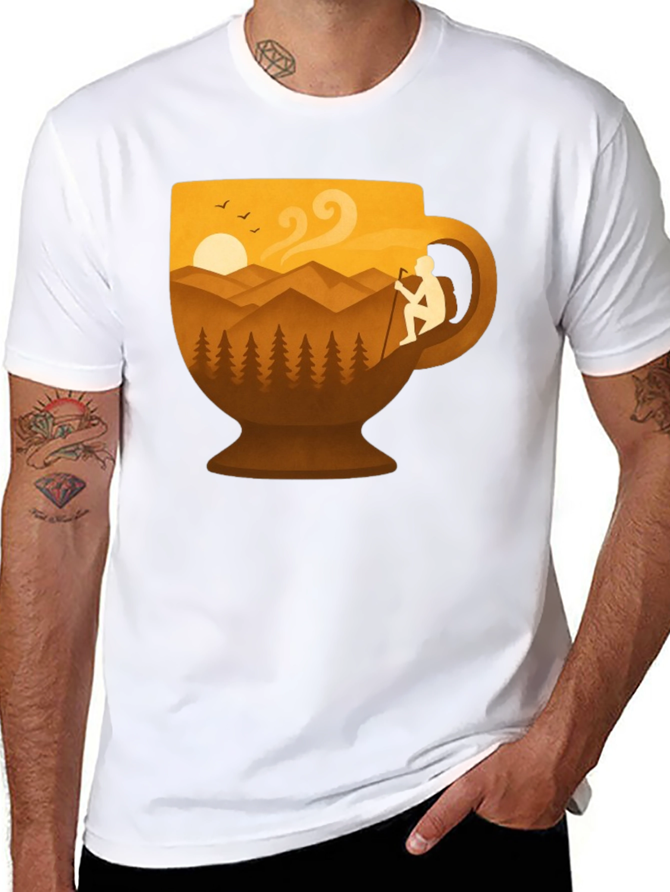 Mountain Hike Coffee Cup Graphic Tee
