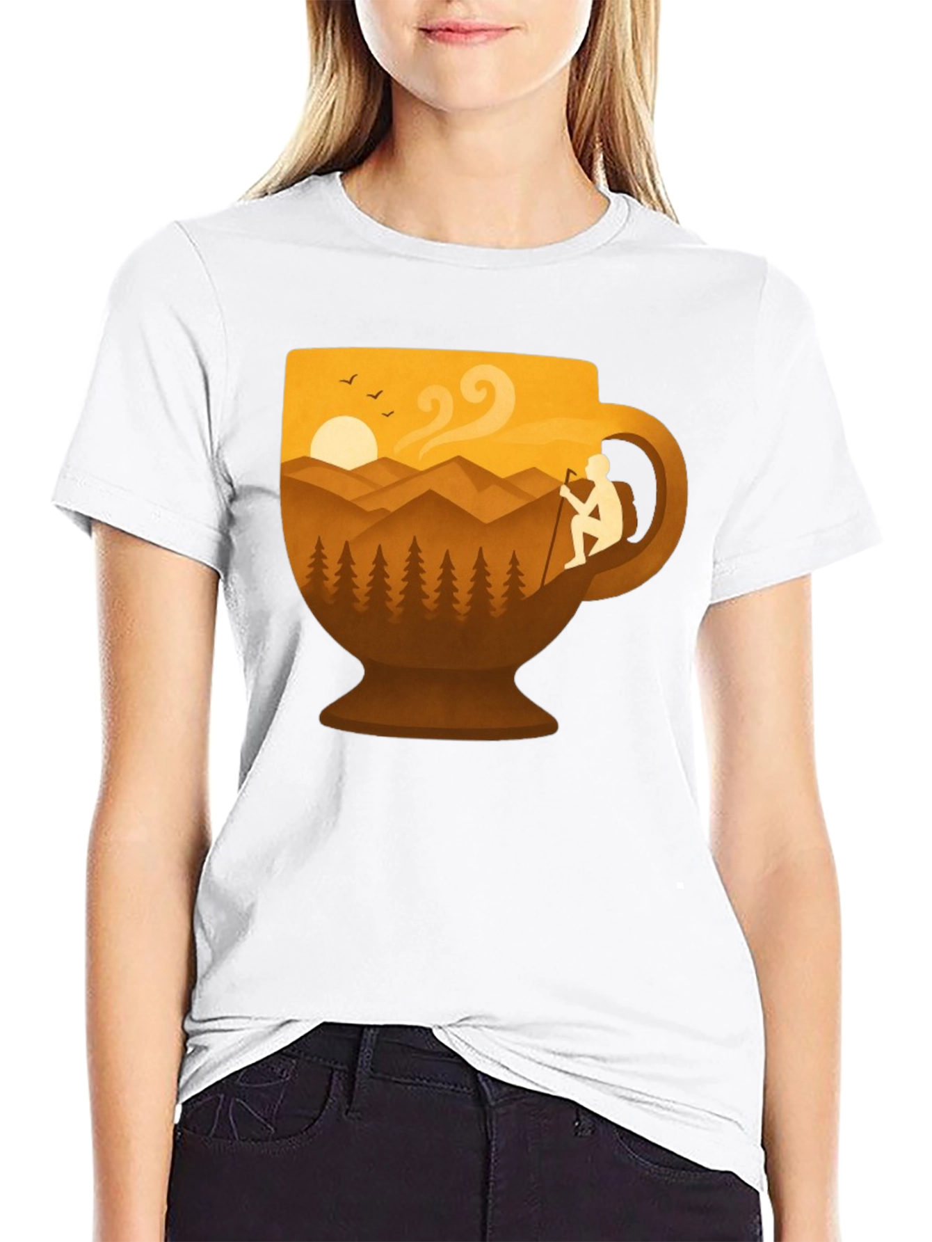 Mountain Hike Coffee Cup Graphic Tee