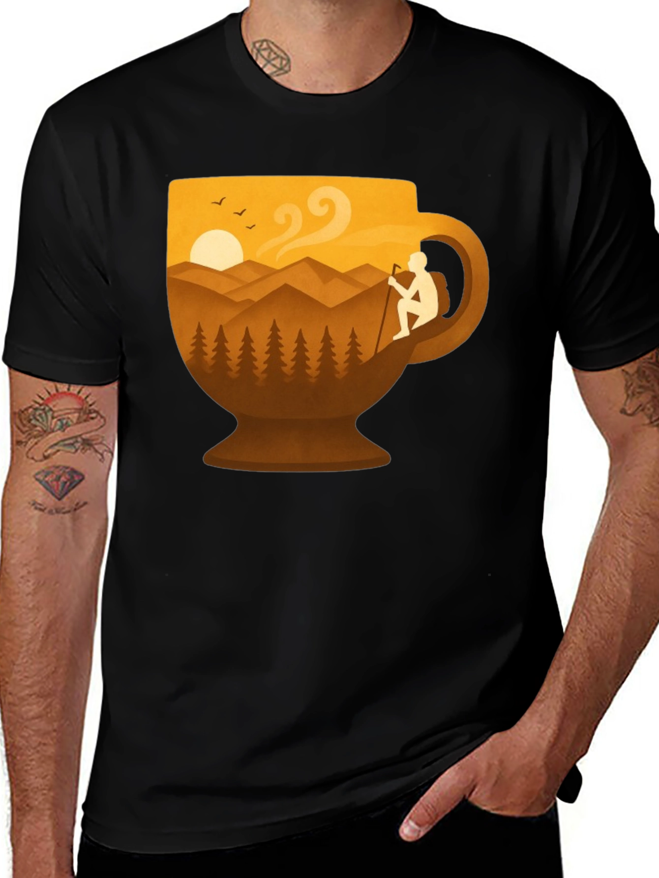 Mountain Hike Coffee Cup Graphic Tee