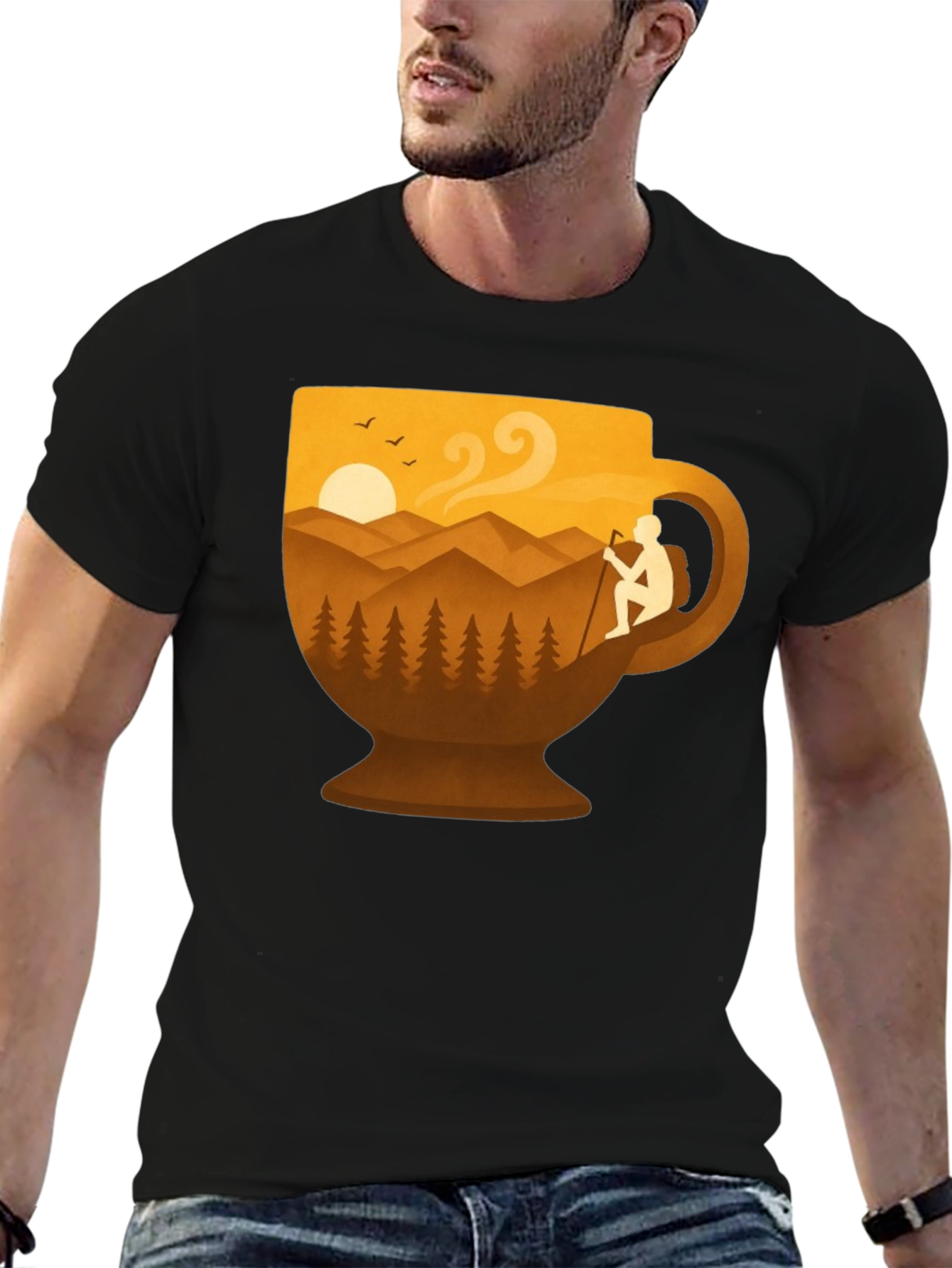 Mountain Hike Coffee Cup Graphic Tee