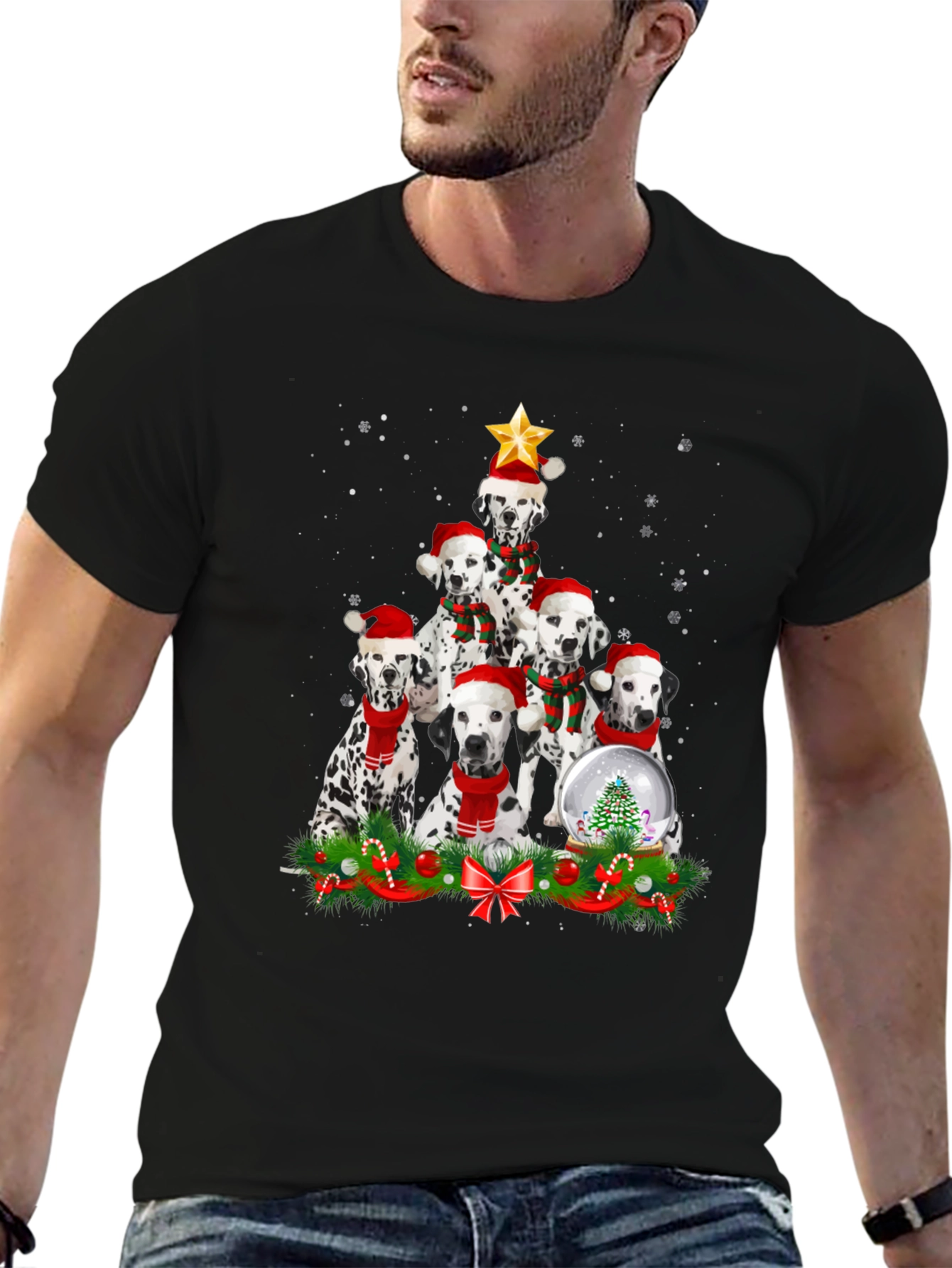 Dalmatian Christmas Tree T-Shirt Holiday Dog Tee