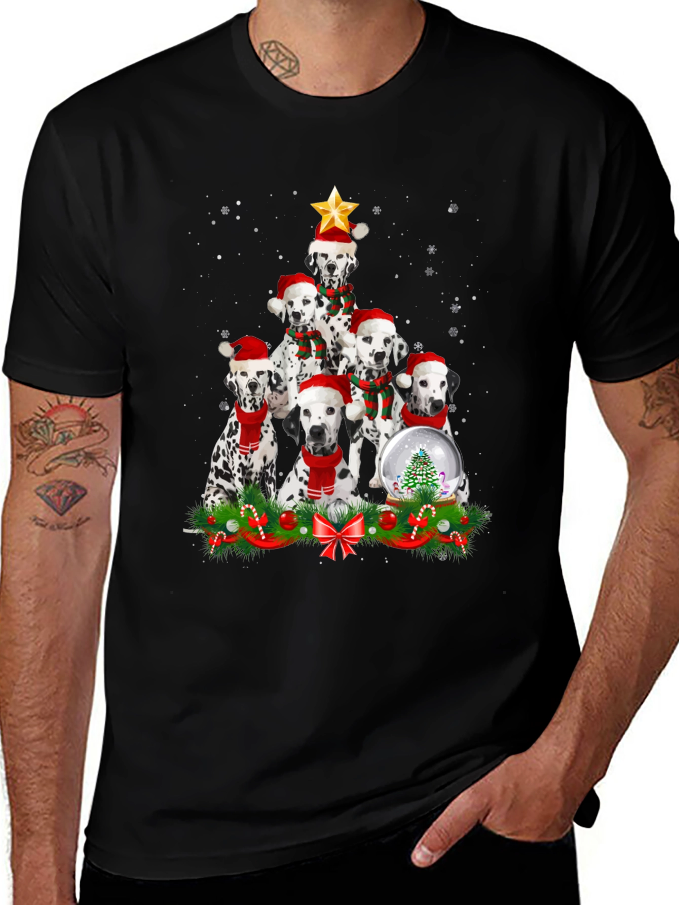Dalmatian Christmas Tree T-Shirt Holiday Dog Tee