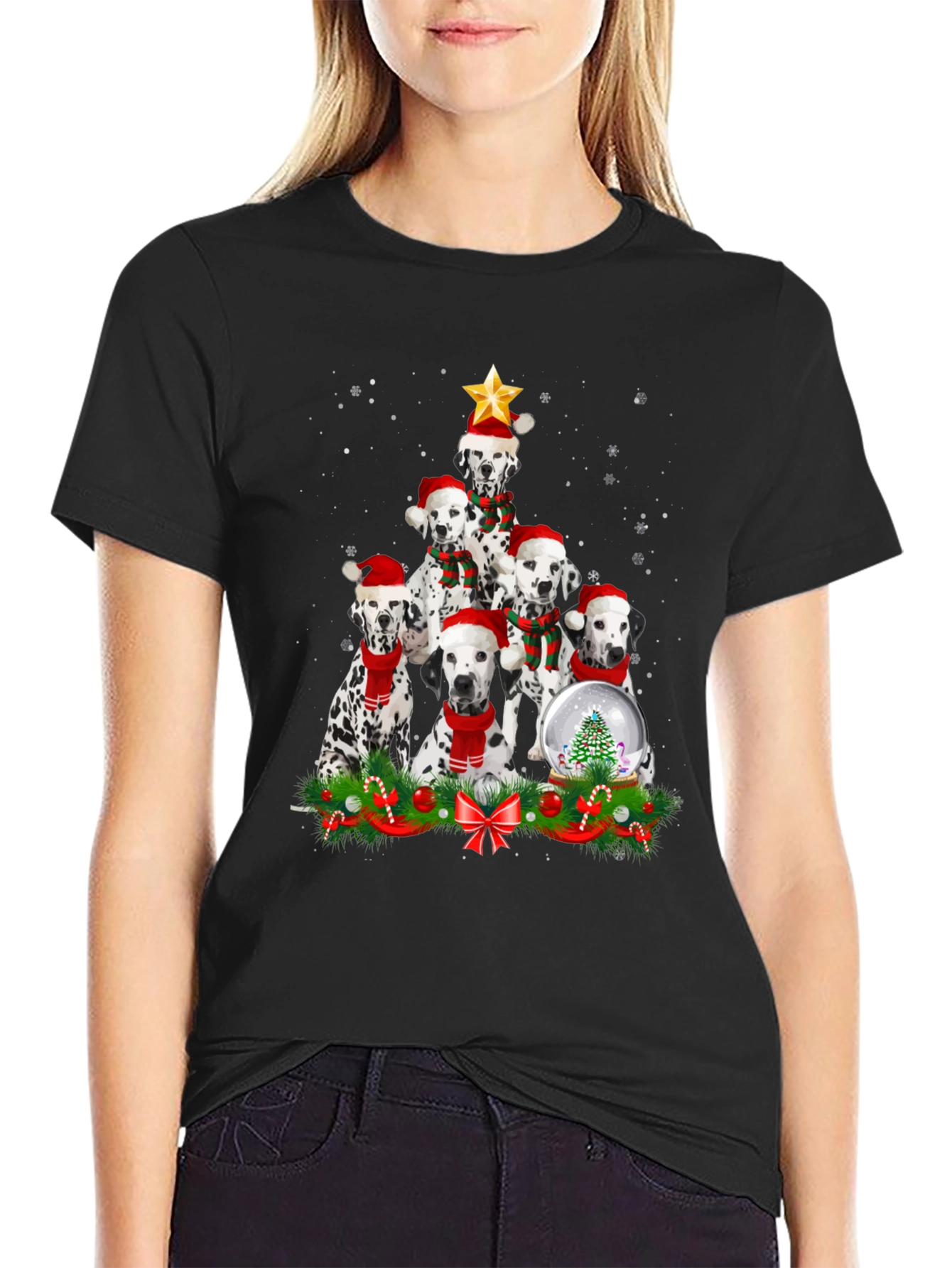 Dalmatian Christmas Tree T-Shirt Holiday Dog Tee