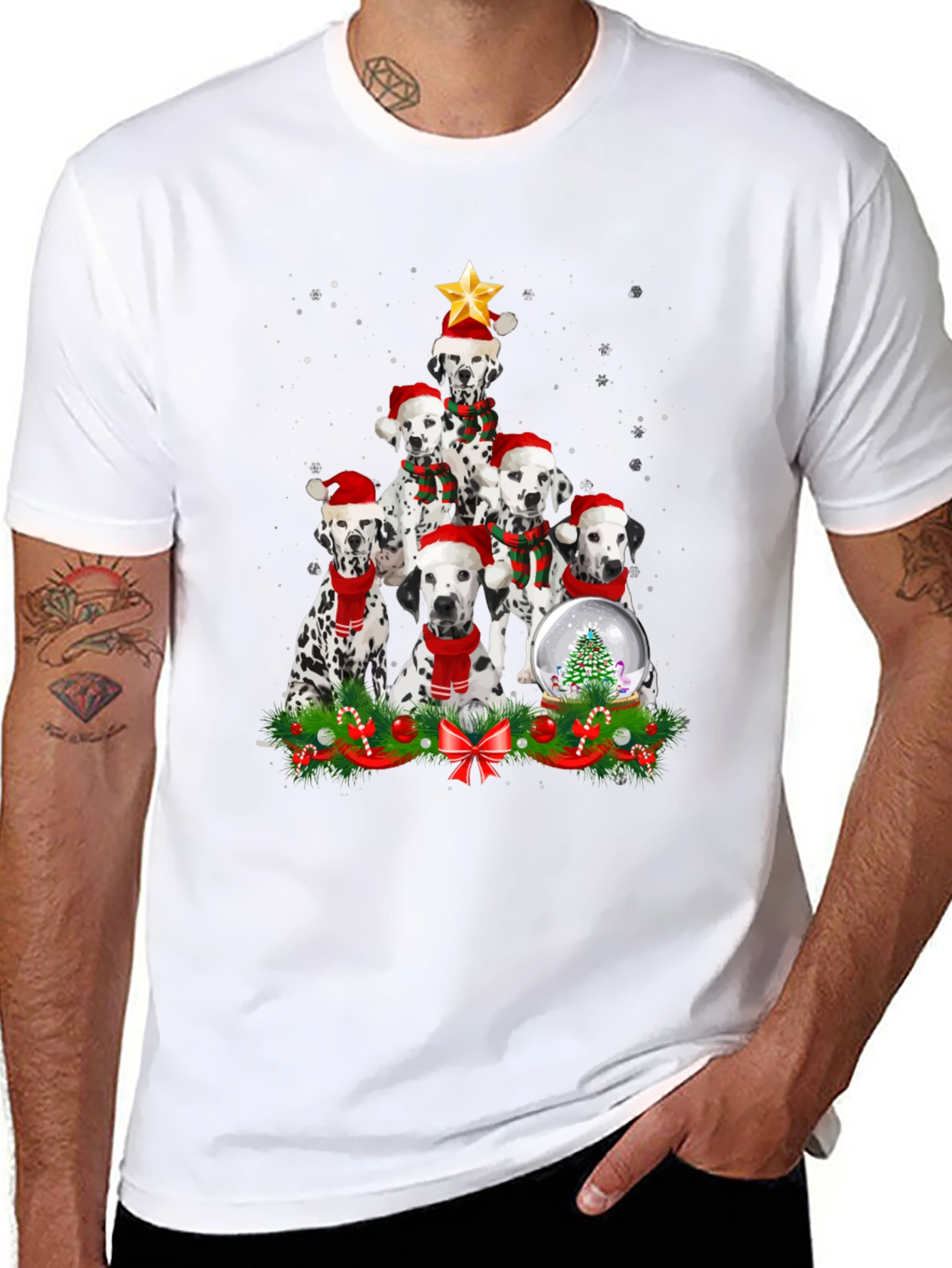 Dalmatian Christmas Tree T-Shirt Holiday Dog Tee
