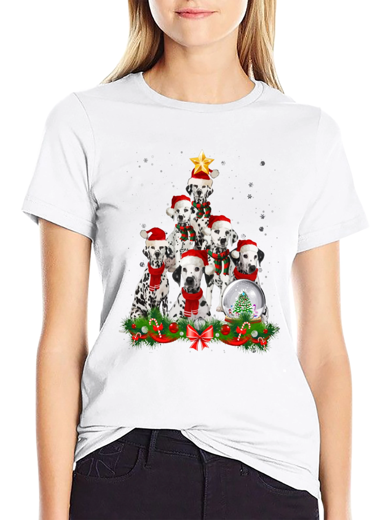 Dalmatian Christmas Tree T-Shirt Holiday Dog Tee