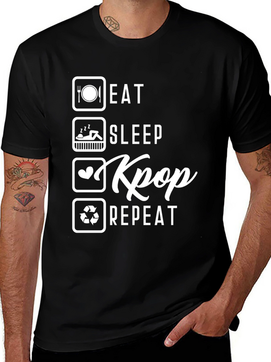 Eat Sleep Kpop Repeat Graphic Tee - Stylish Comfort