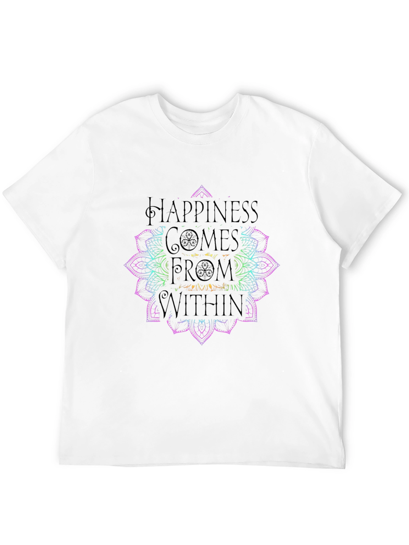 Happiness Within Mandala Graphic Tee - Black