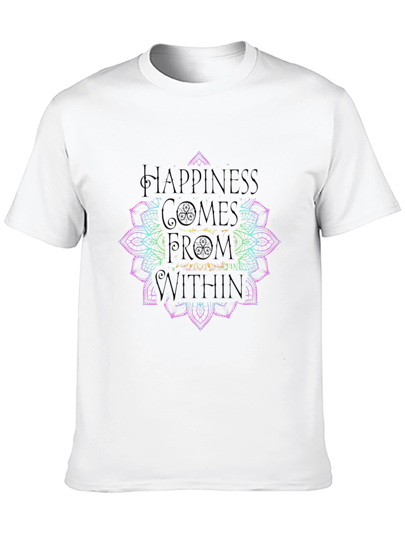 Happiness Within Mandala Graphic Tee - Black