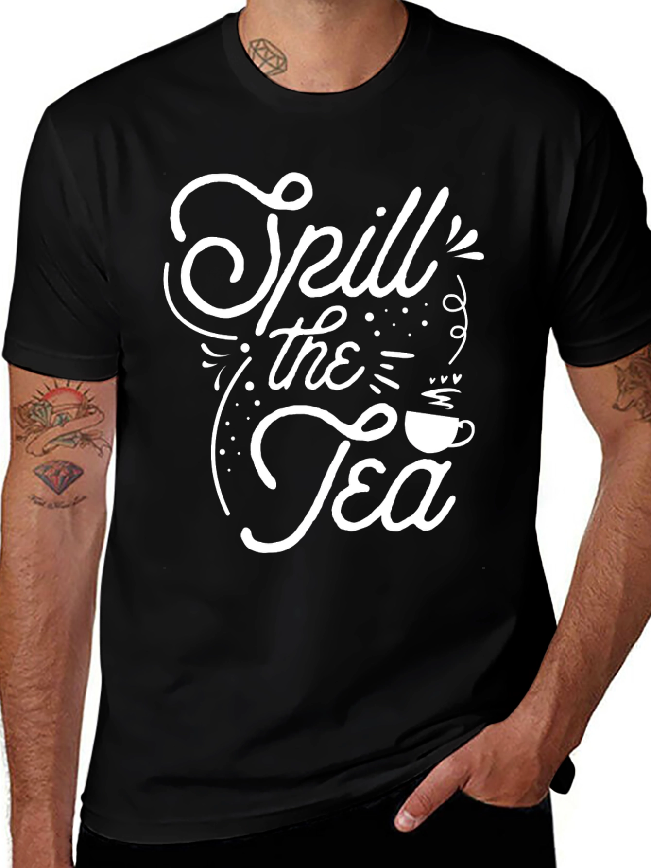 Spill the Tea Graphic Tee - Trendy Black T-Shirt
