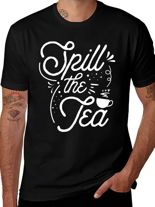 Spill the Tea Graphic Tee - Trendy Black T-Shirt