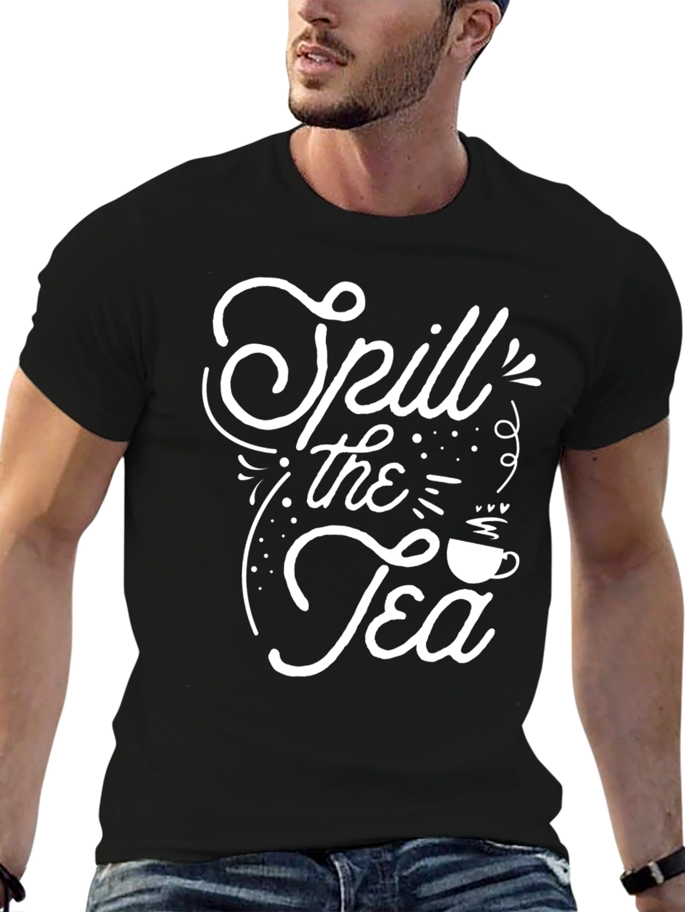 Spill the Tea Graphic Tee - Trendy Black T-Shirt