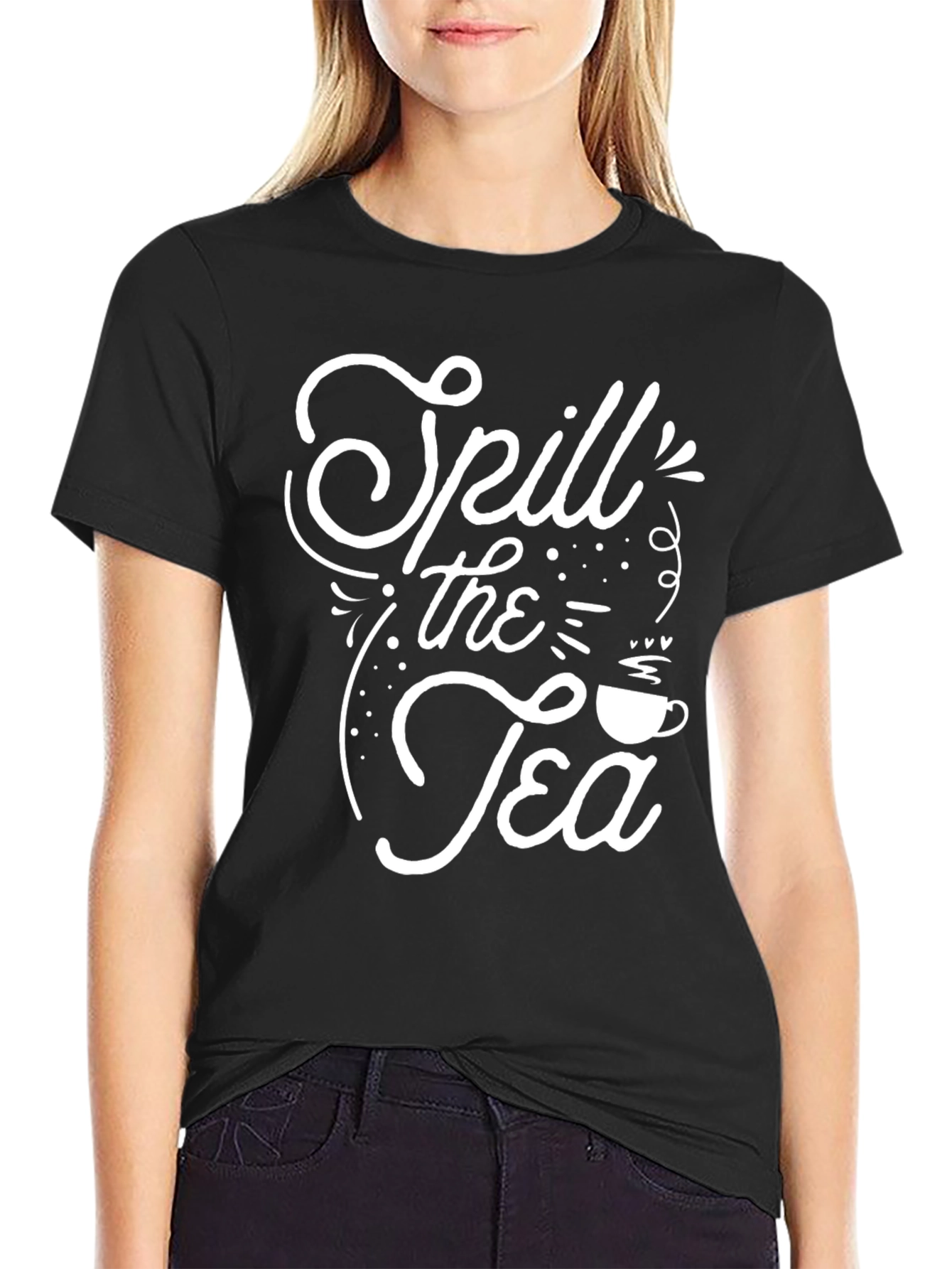 Spill the Tea Graphic Tee - Trendy Black T-Shirt