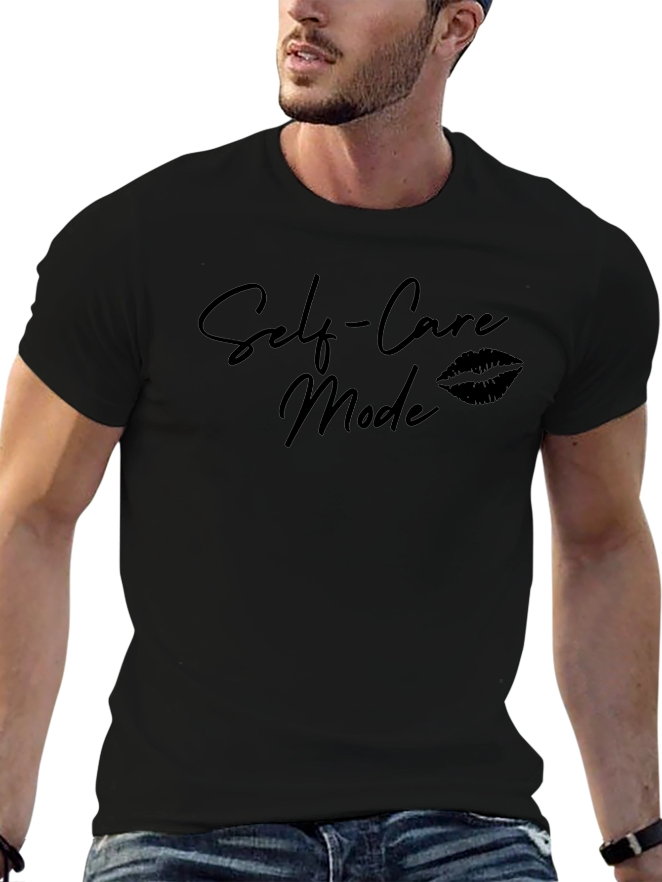 Self-Care Mode Black Graphic T-Shirt