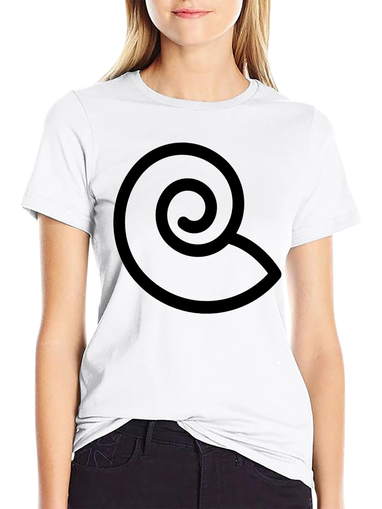Black T-Shirt with Spiral Design - Casual Wear