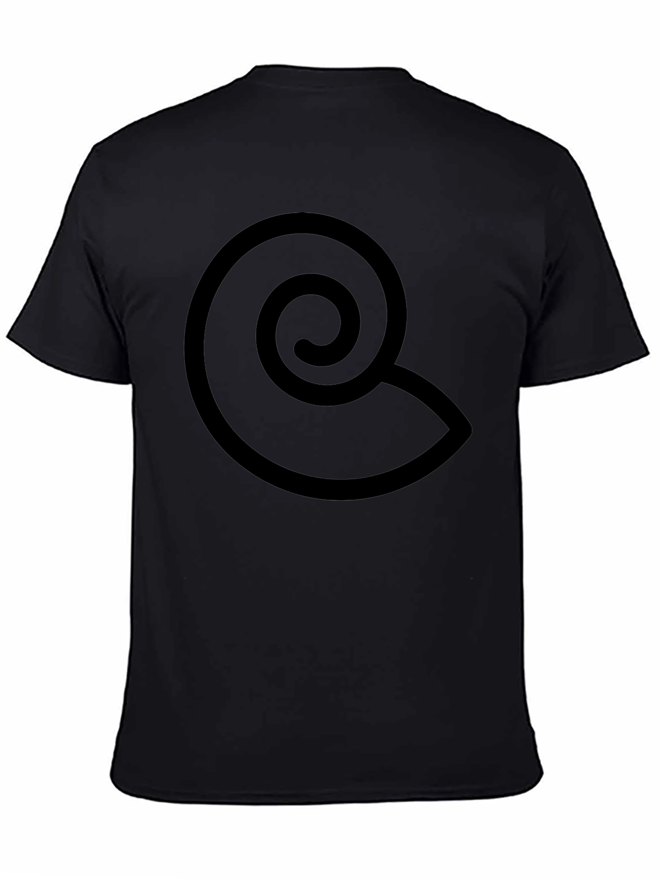 Black T-Shirt with Spiral Design - Casual Wear