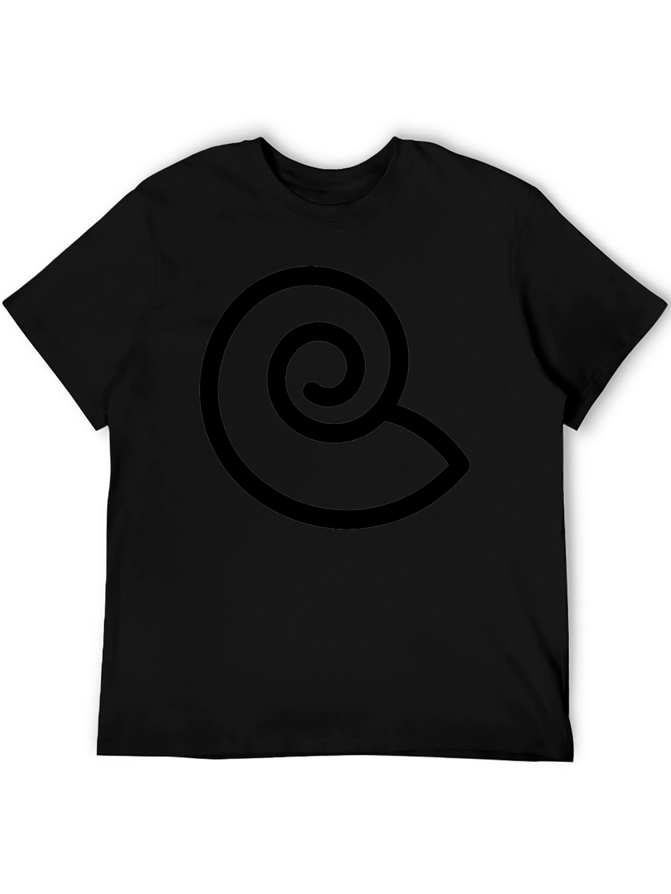 Black T-Shirt with Spiral Design - Casual Wear