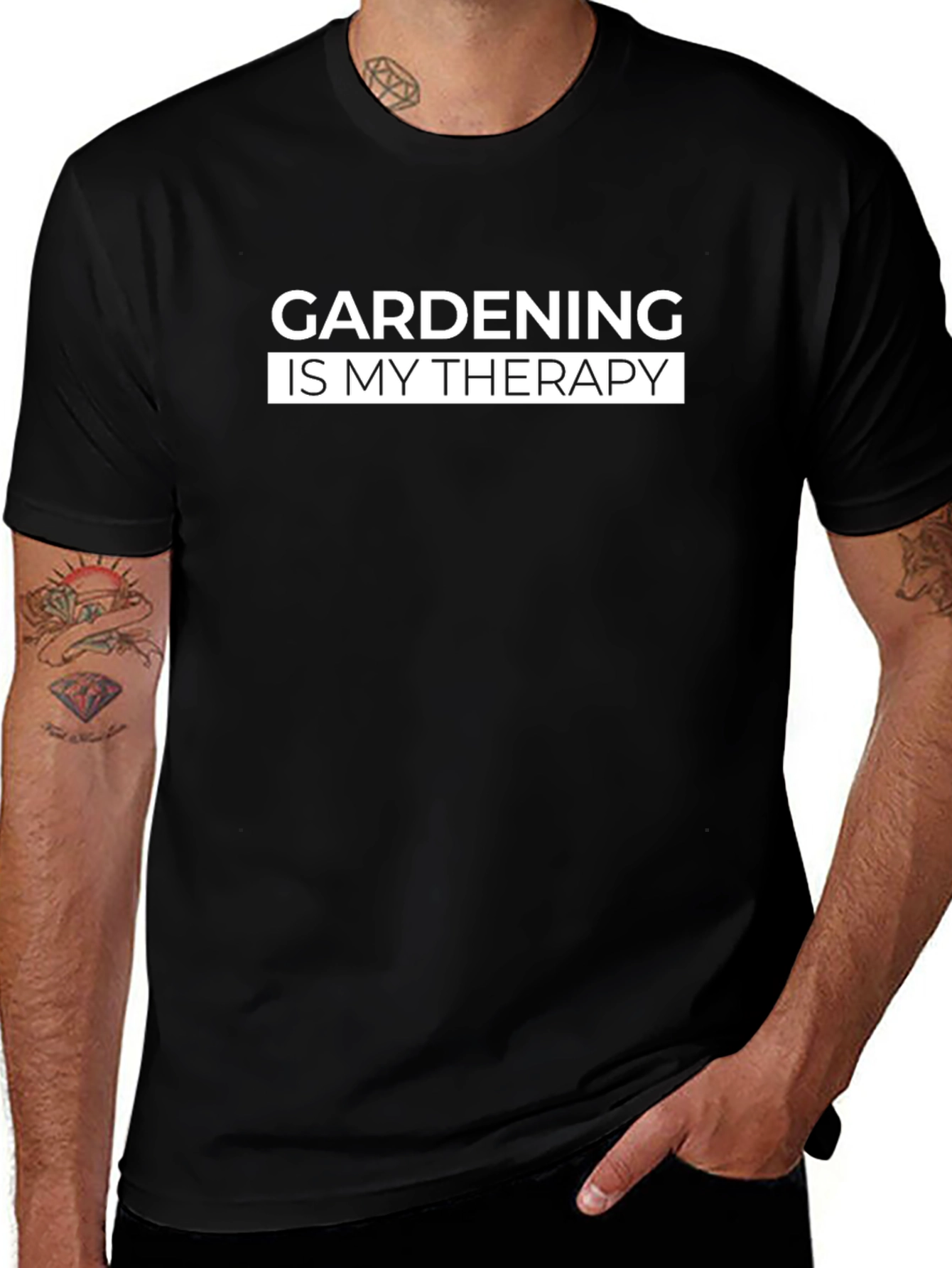Gardening is My Therapy Black Tee