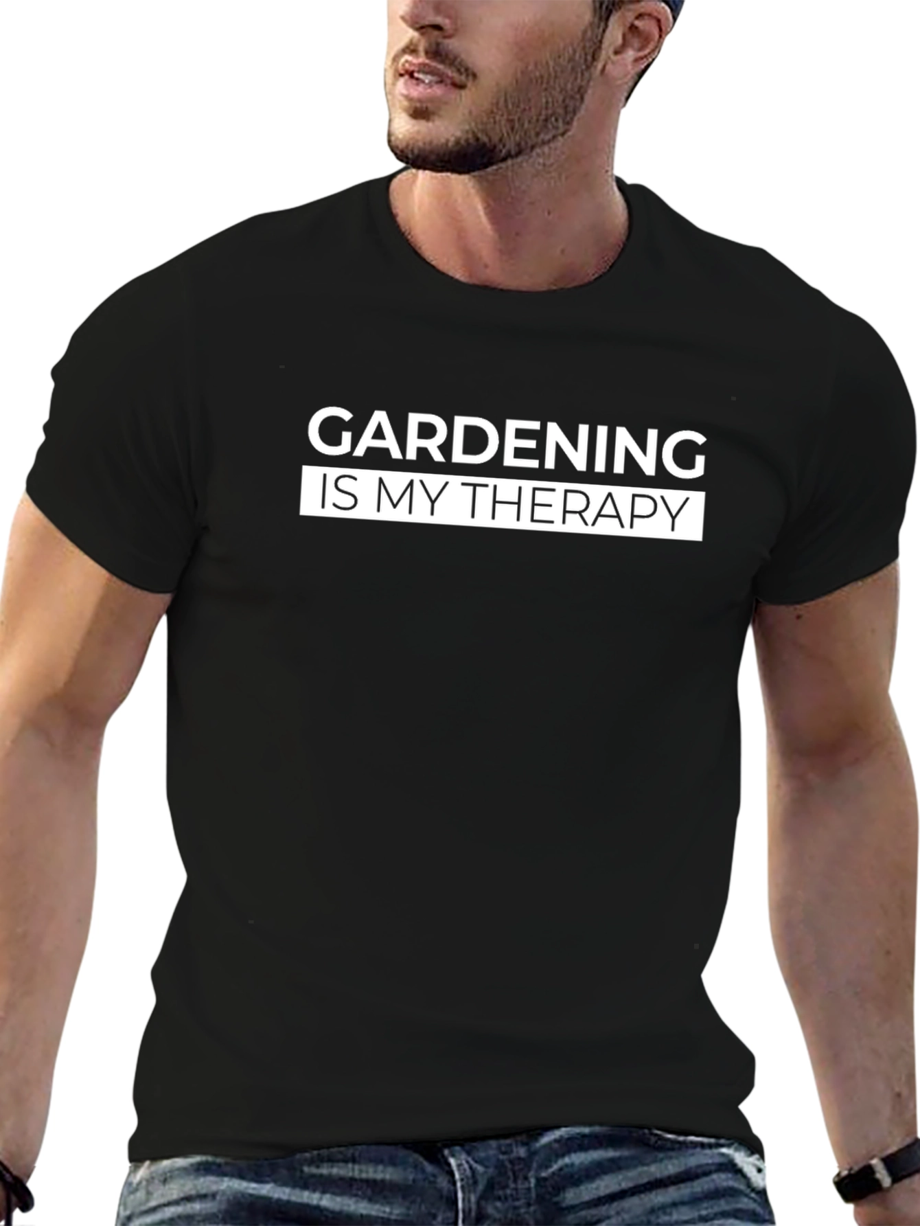 Gardening is My Therapy Black Tee