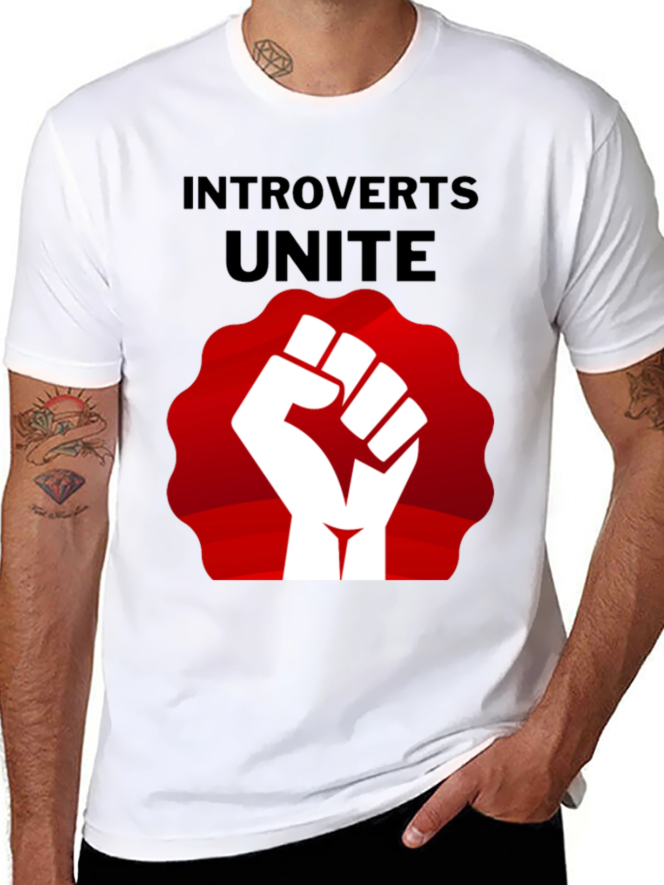 Introverts Unite T-Shirt: Red Fist Graphic Tee