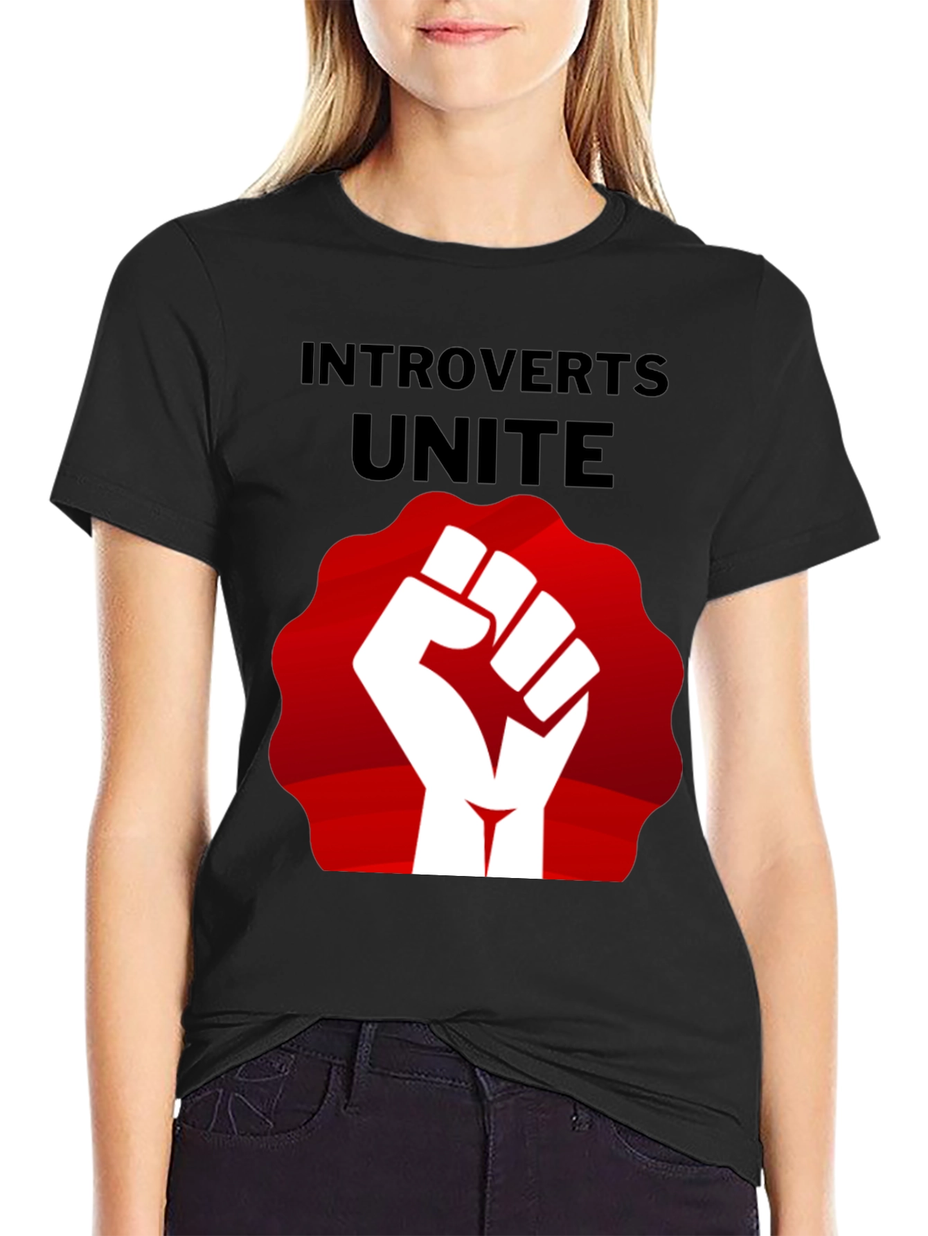 Introverts Unite T-Shirt: Red Fist Graphic Tee