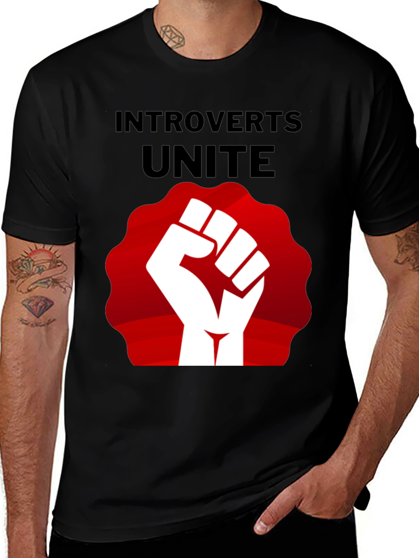 Introverts Unite T-Shirt: Red Fist Graphic Tee