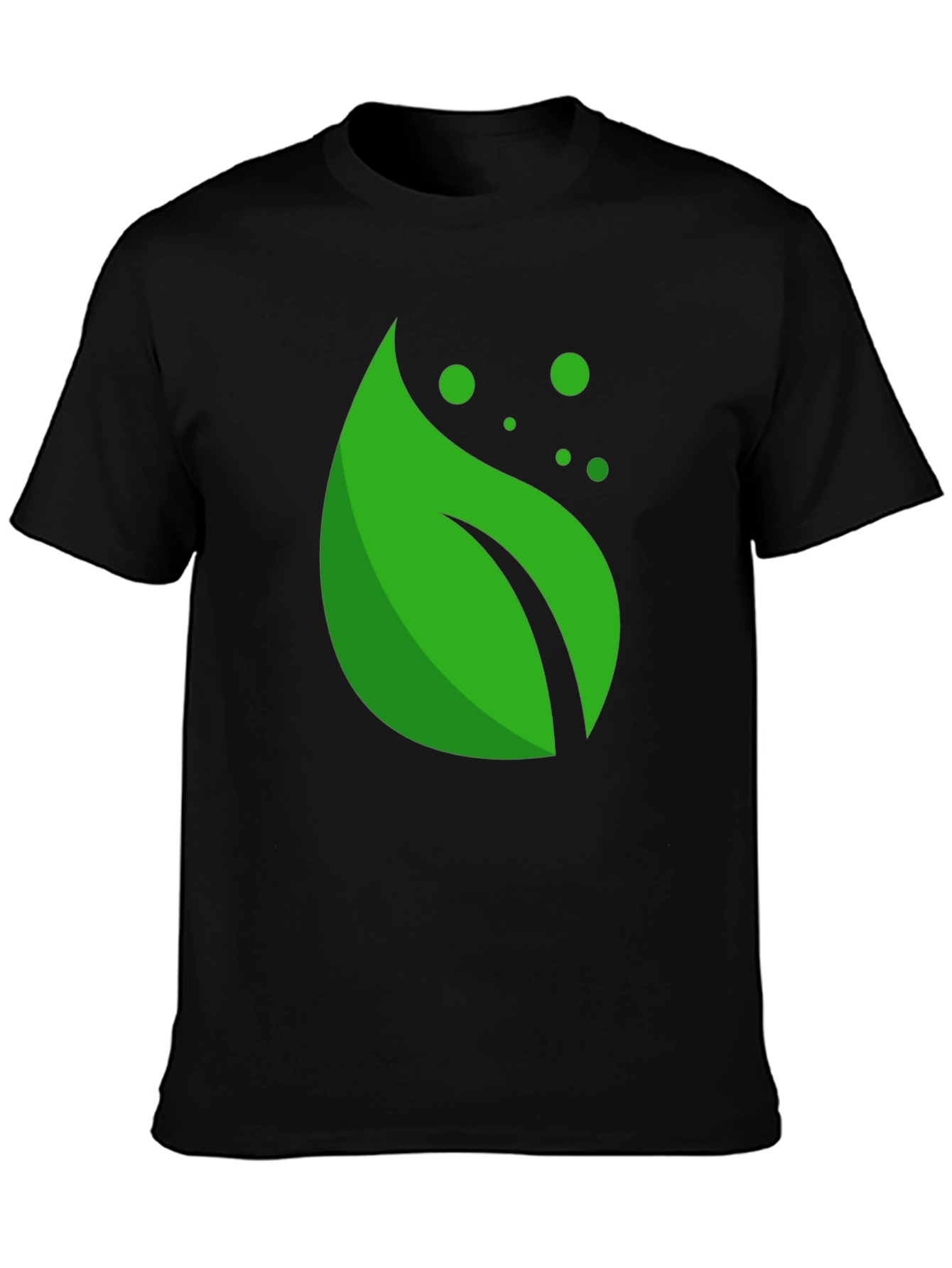 Green Leaf Graphic Black T-Shirt