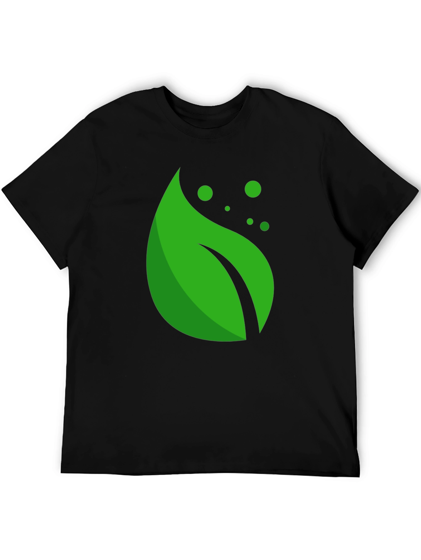 Green Leaf Graphic Black T-Shirt