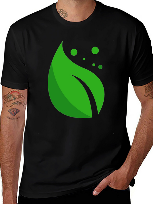 Green Leaf Graphic Black T-Shirt