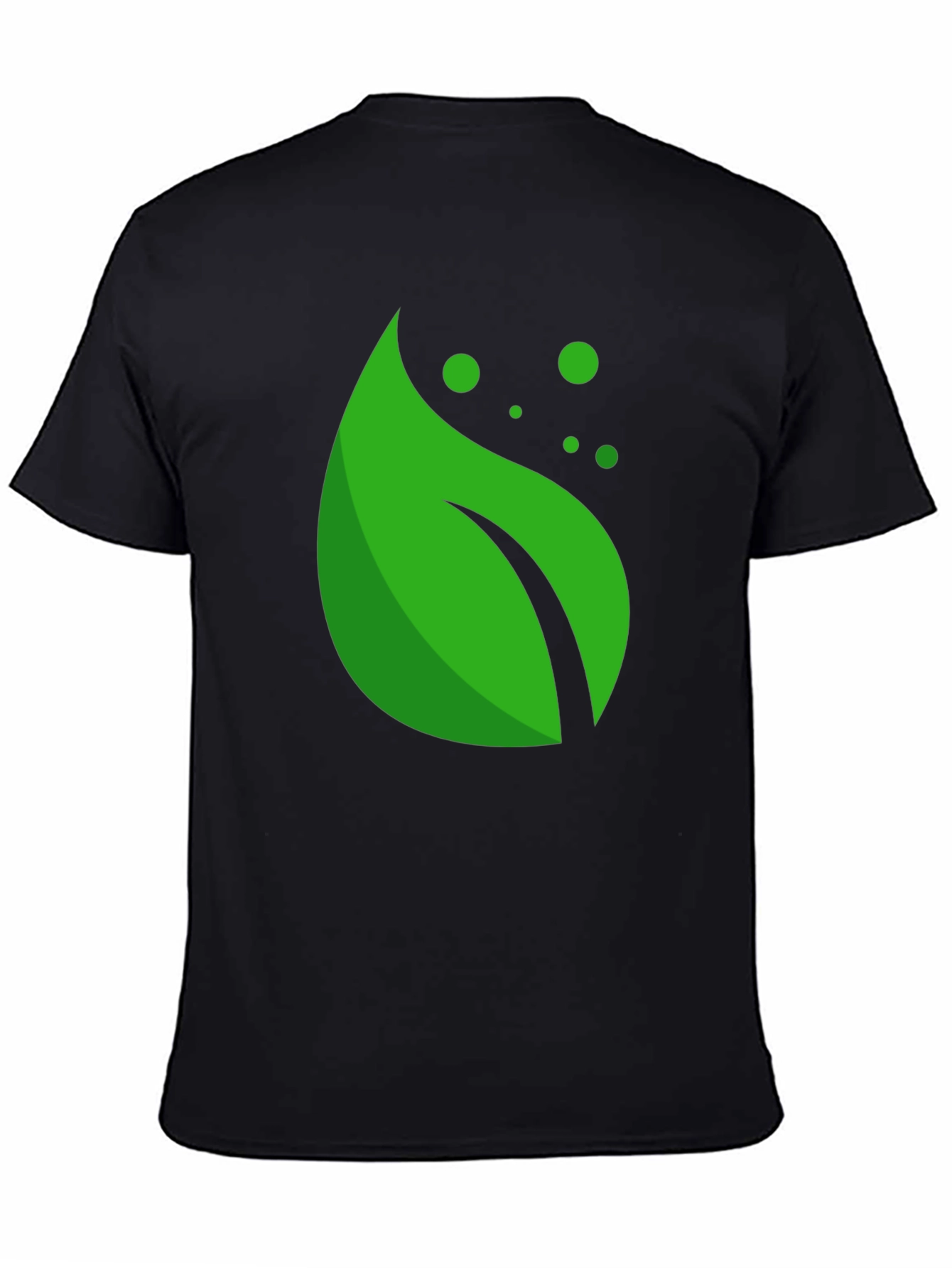Green Leaf Graphic Black T-Shirt