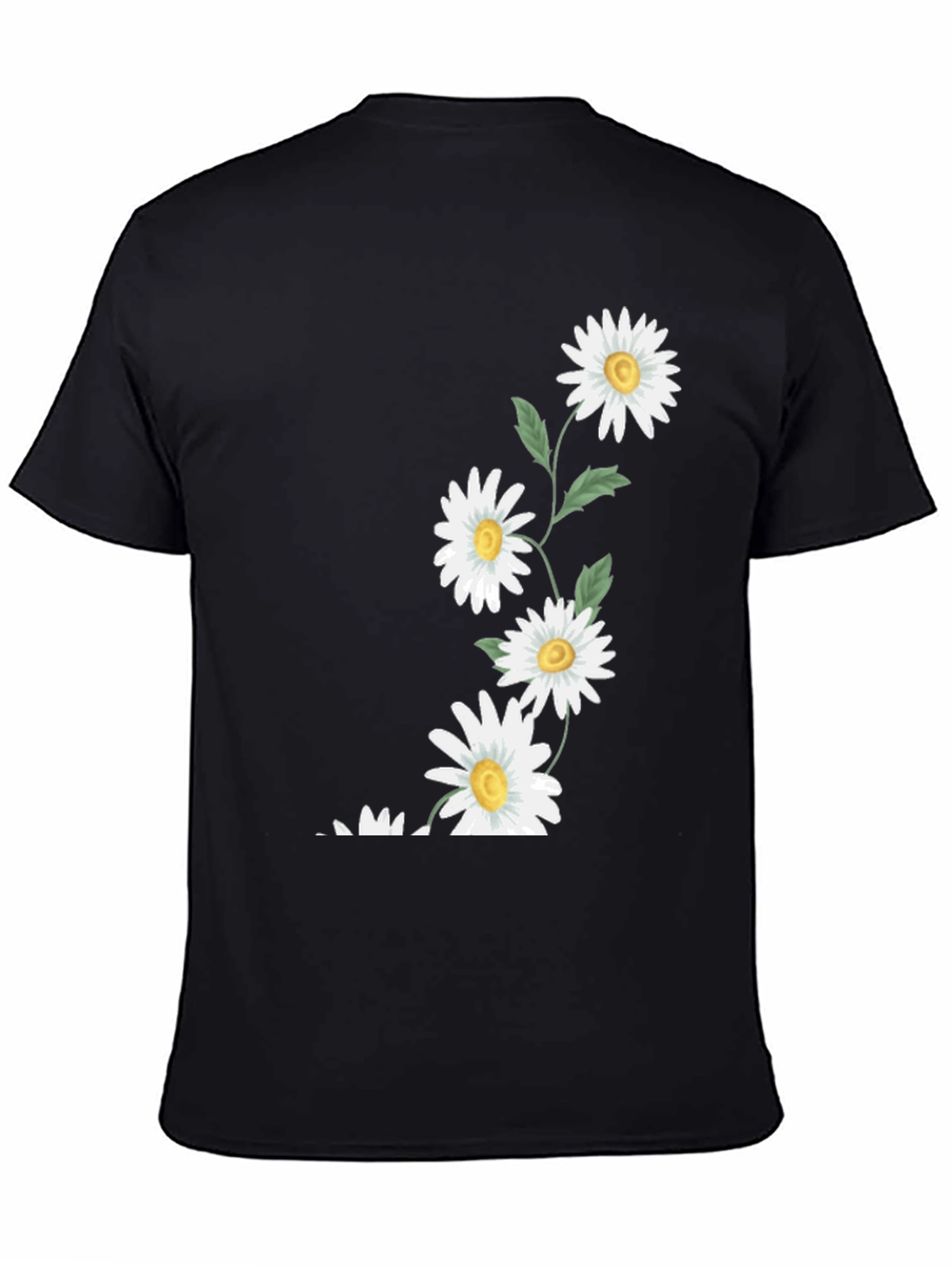 Daisy Print Black T-Shirt - Casual Floral Tee