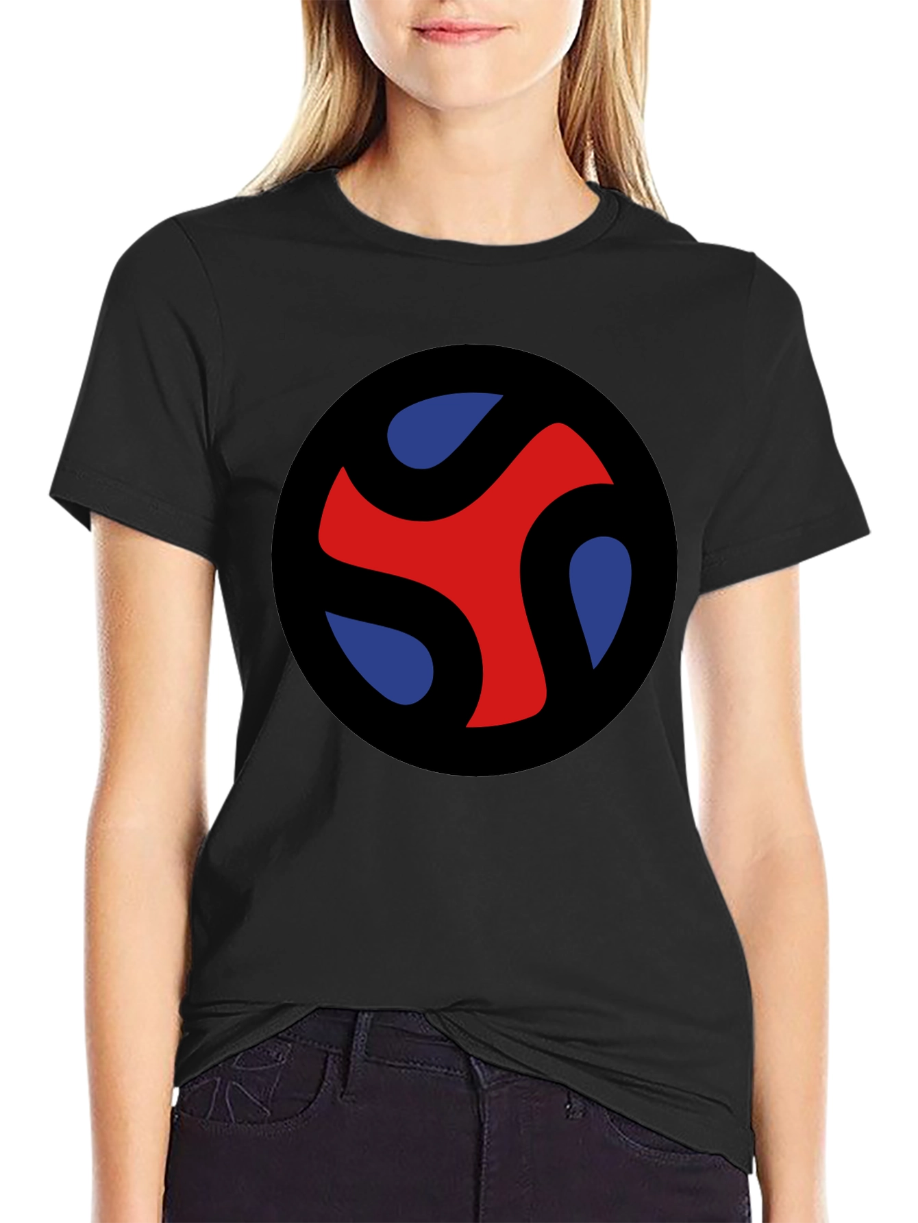 Abstract Graphic Tee - Red Blue Black T-Shirt
