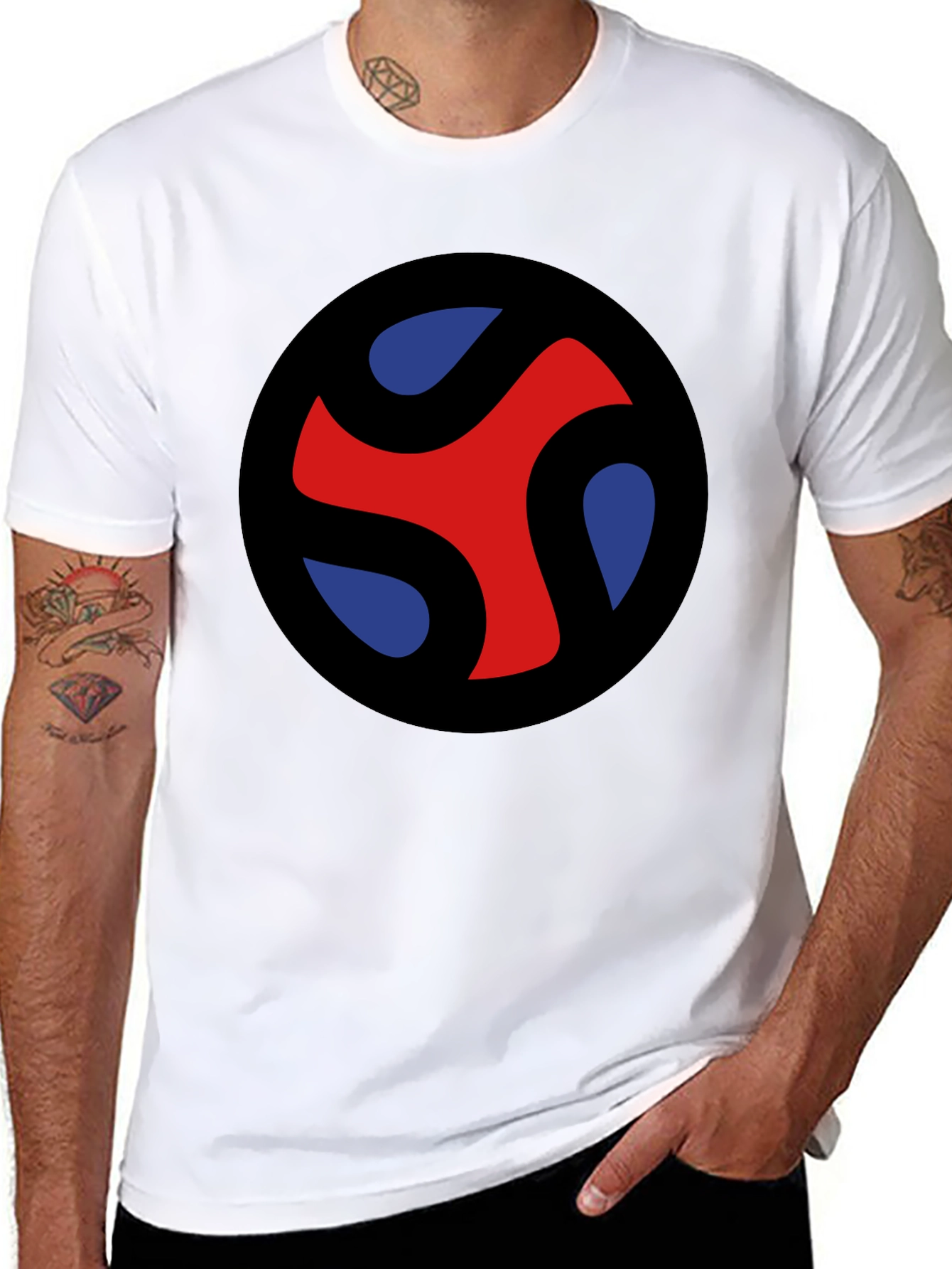 Abstract Graphic Tee - Red Blue Black T-Shirt