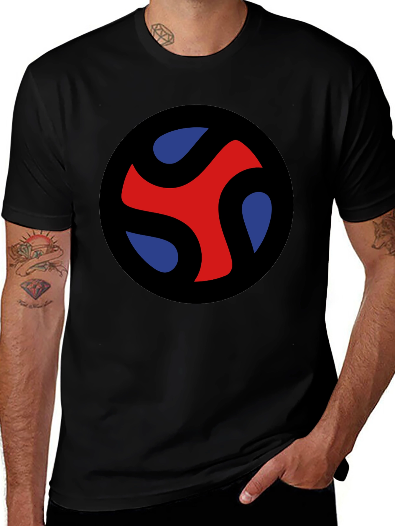 Abstract Graphic Tee - Red Blue Black T-Shirt