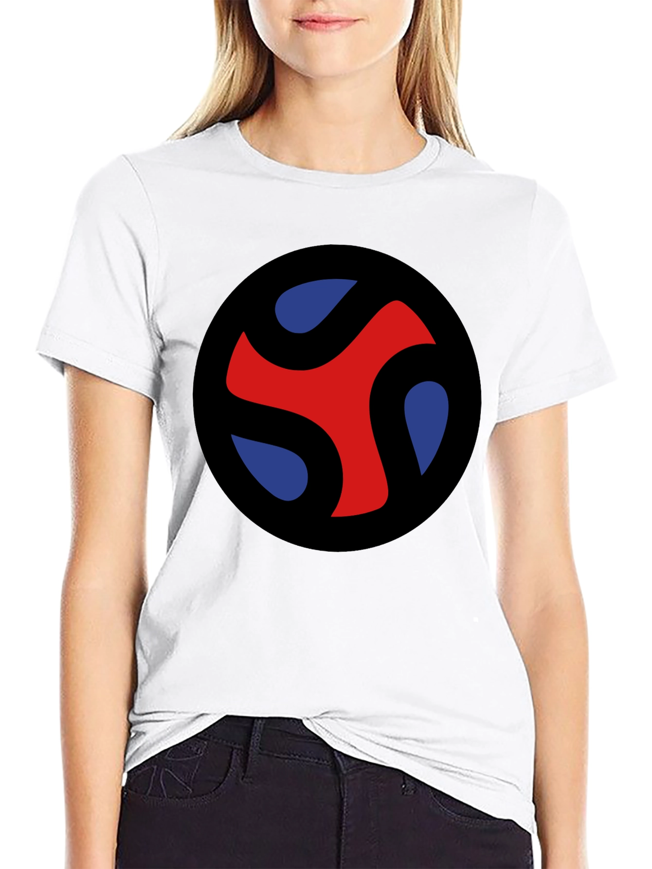 Abstract Graphic Tee - Red Blue Black T-Shirt