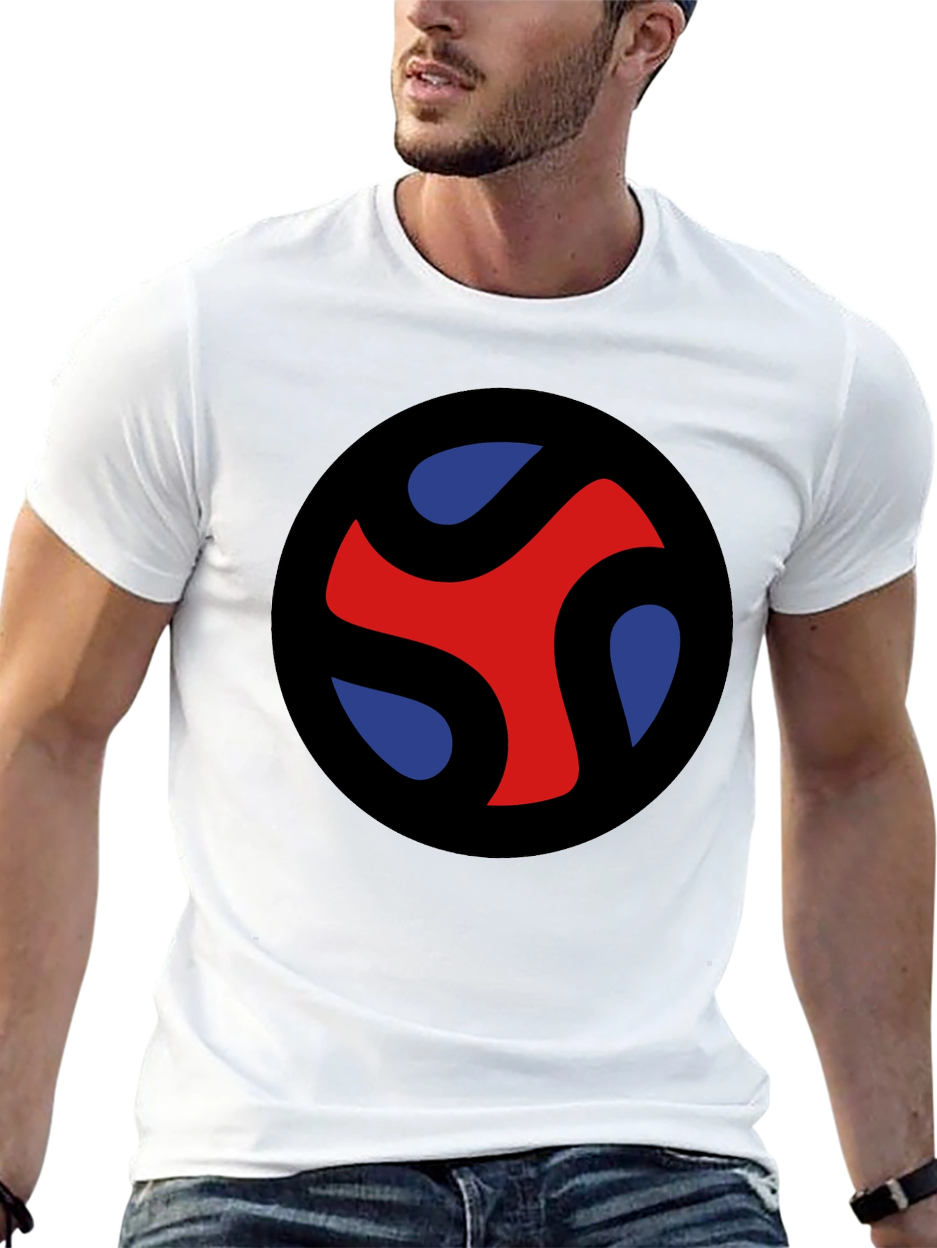 Abstract Graphic Tee - Red Blue Black T-Shirt