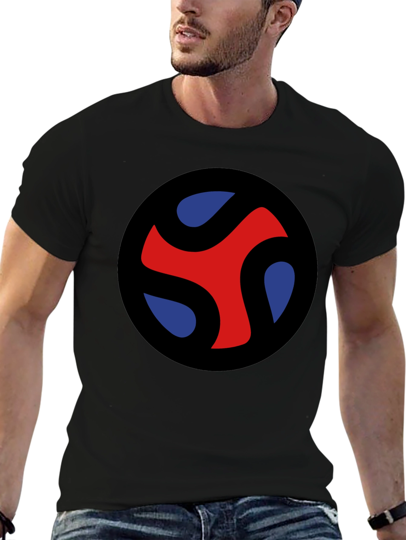 Abstract Graphic Tee - Red Blue Black T-Shirt