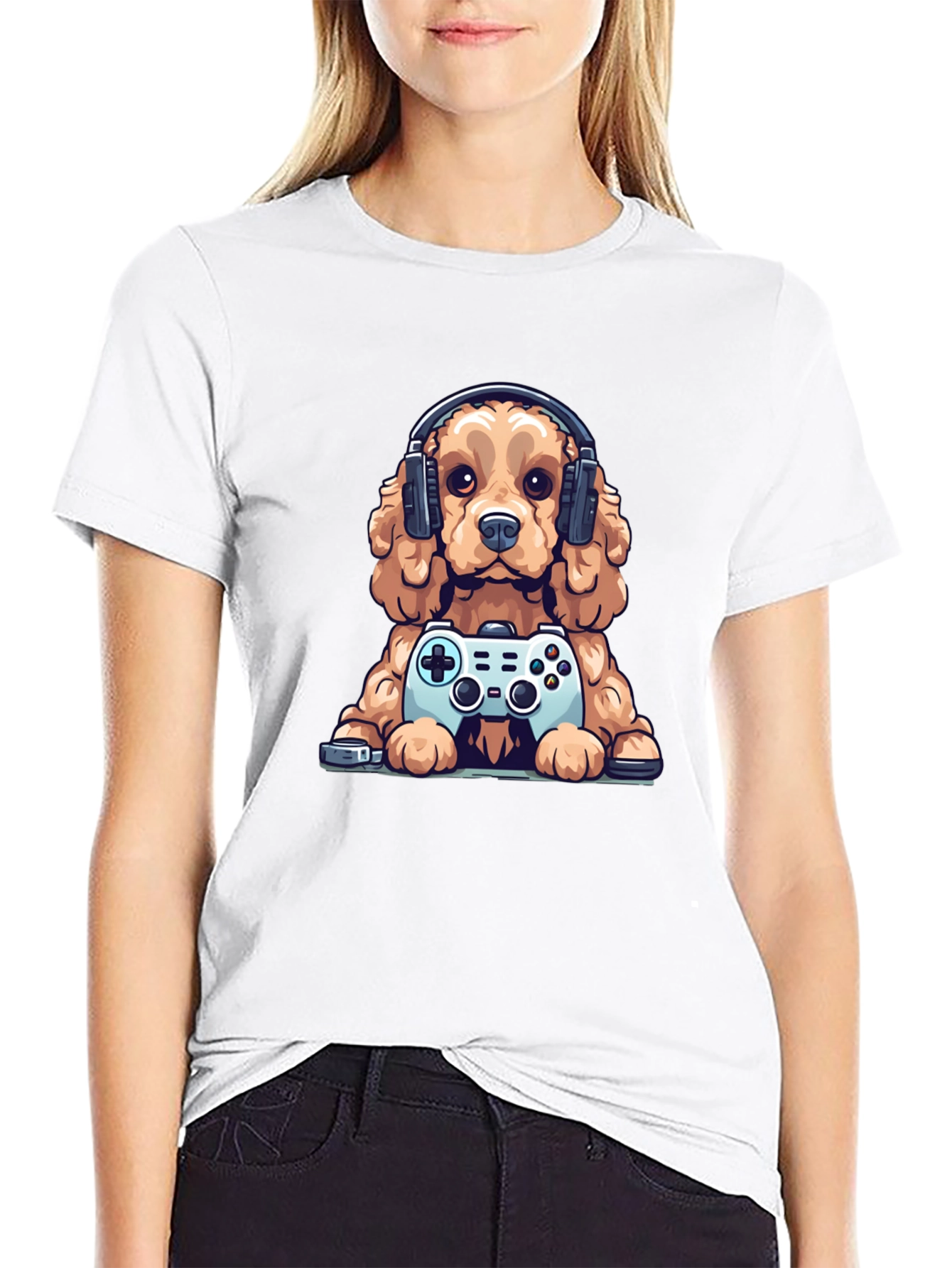 Gamer Dog T-Shirt - Cute Puppy with Controller