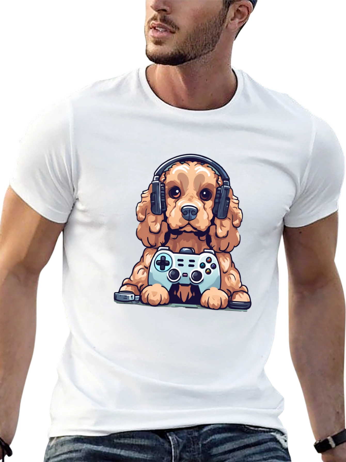 Gamer Dog T-Shirt - Cute Puppy with Controller